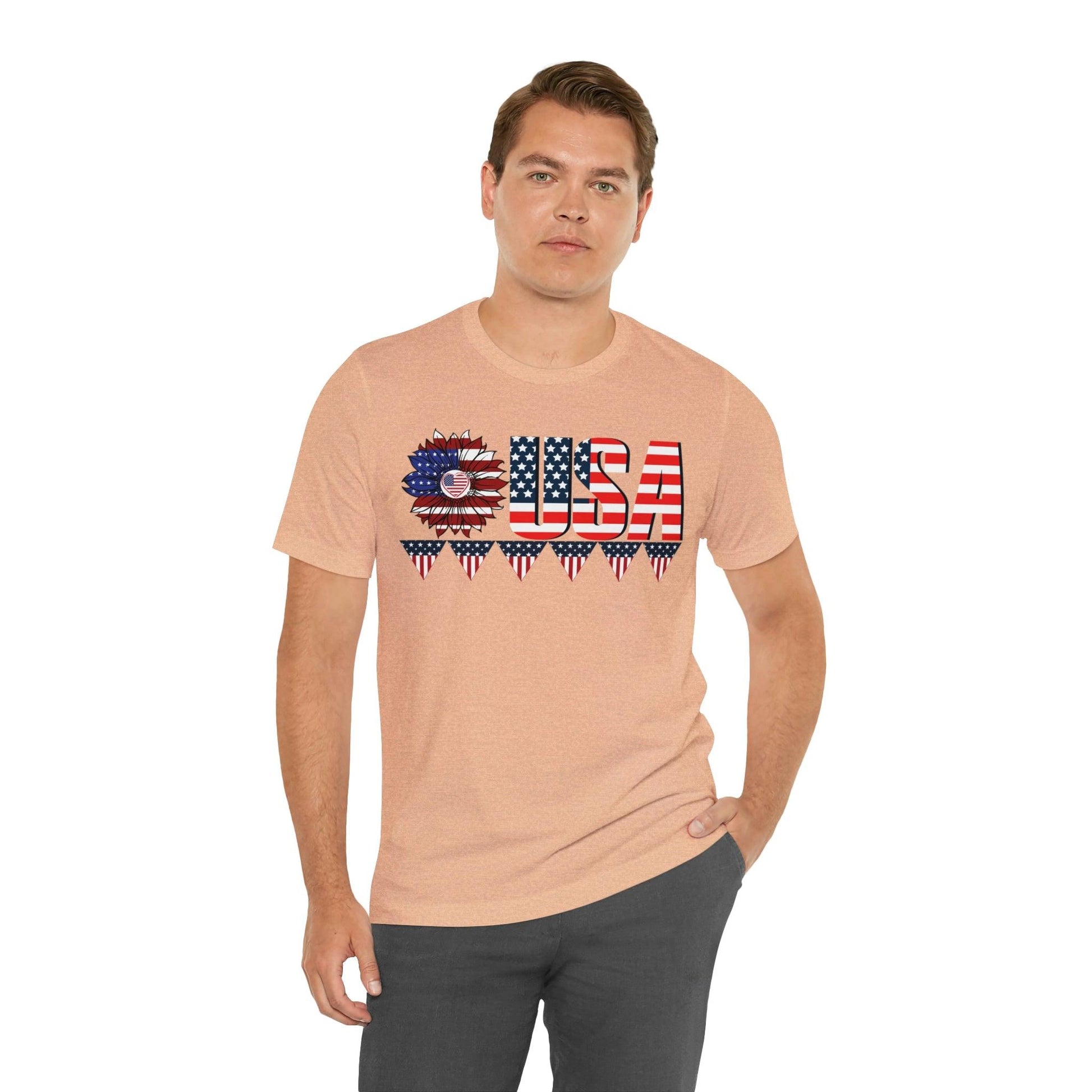 Flower USA American flag shirt, Red white and blue shirt, 4th of July shirt - Giftsmojo