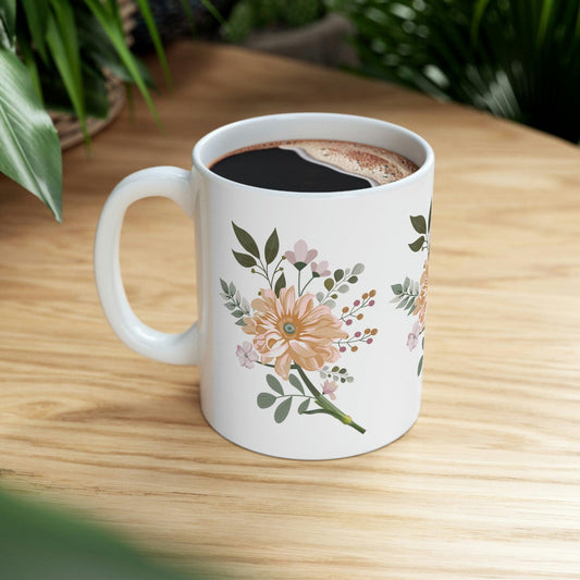 Floral Mug, gift for mom on mothers day, Birthday gift for mom, gift for plant lovers, coffee mug for her, hot cocoa mug, gift for coffee lover
