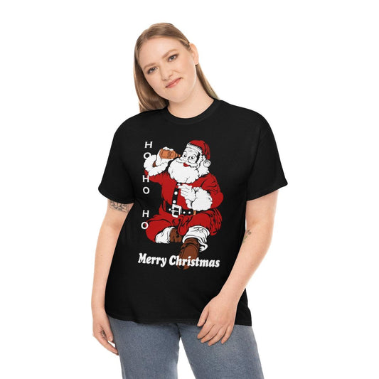 Christmas Unisex Tee Ho HO Ho Merry Christmas Santa Tee Funny Santa Shirt, Santa Drinking Beer Shirt Funny Christmas Shirt - Giftsmojo