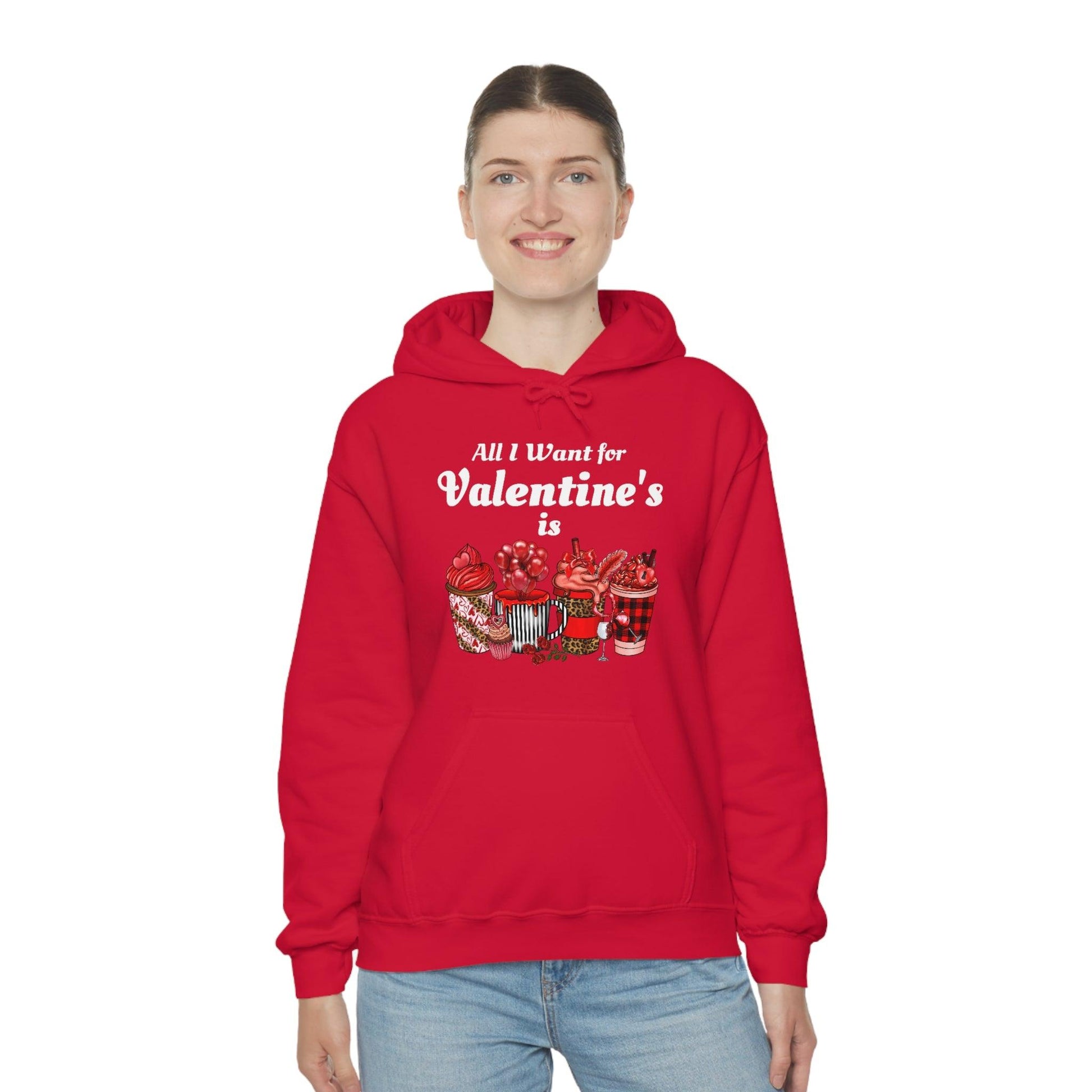 All I want for Valentine's is Coffee Hooded Sweatshirt - Giftsmojo