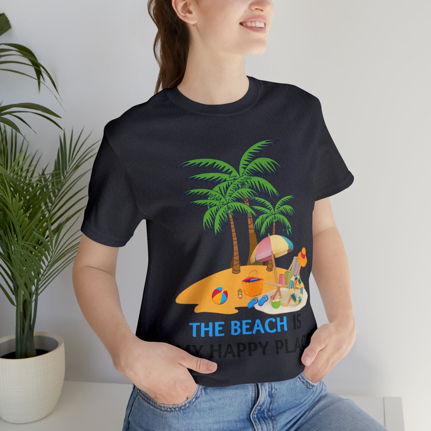 Beach shirt, The Beach is my happy place shirt, Beach t-shirt, Summer shirt, Beachwear, Beach fashion, Stylish beach apparel