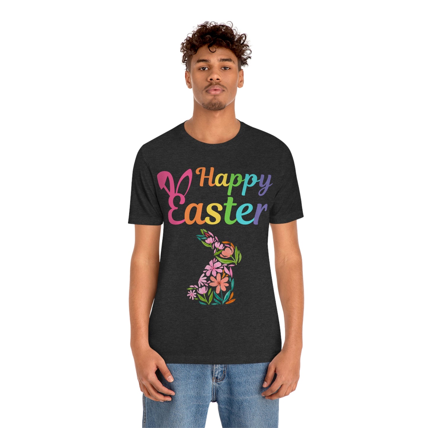 Happy Easter Bunny Shirt Easter Gift women Easter Shirt - Easter Day Shirt Cute Easter flower shirt