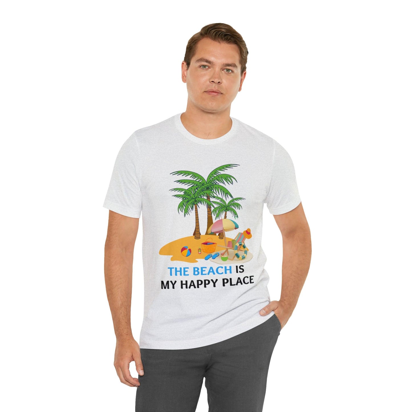 Beach shirt, The Beach is my happy place shirt, Beach t-shirt, Summer shirt, Beachwear, Beach fashion, Stylish beach apparel - Giftsmojo