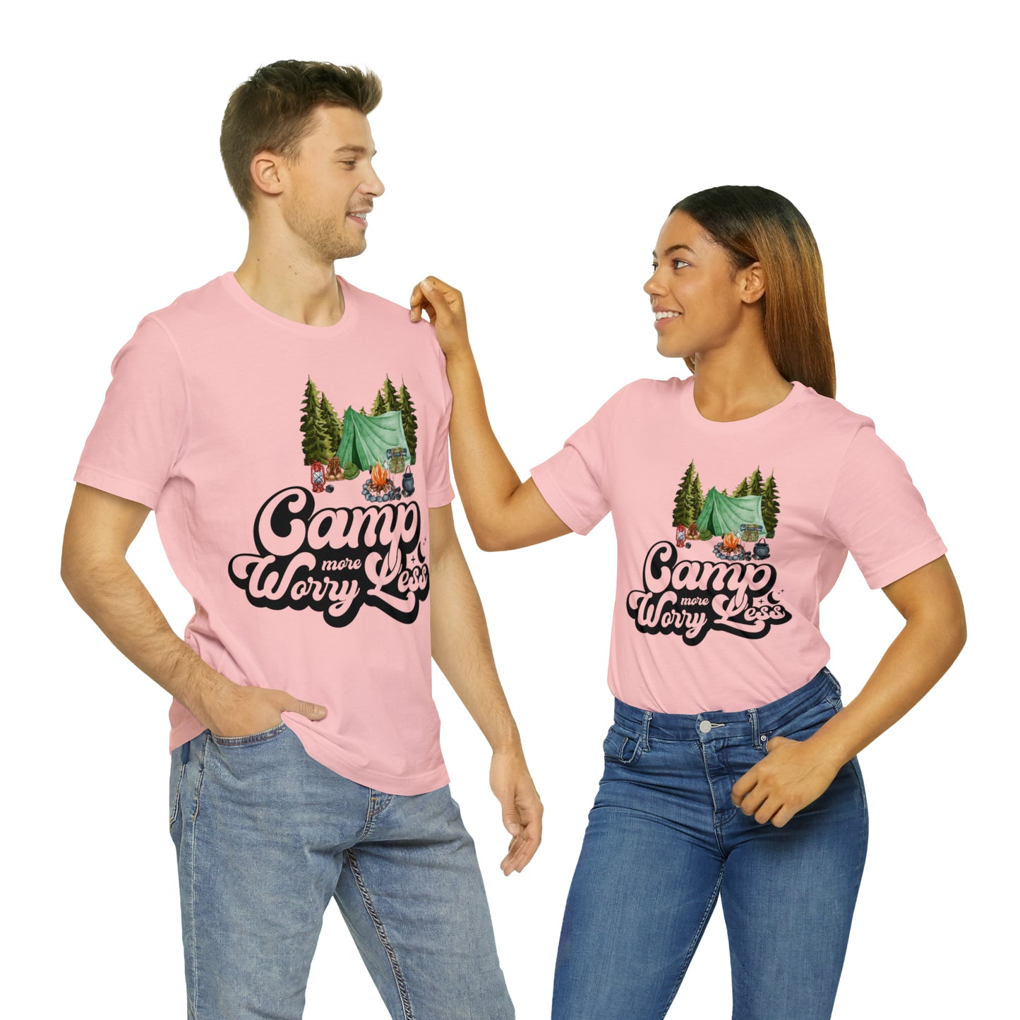 Camp More Worry Less Shirt, Outdoor adventure clothing, Nature-inspired shirts, Hiking apparel, Outdoor enthusiasts gift, Adventure-themed attire