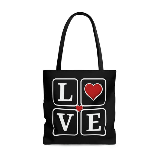 Love Squares with Hearts Tote Bag, - Giftsmojo