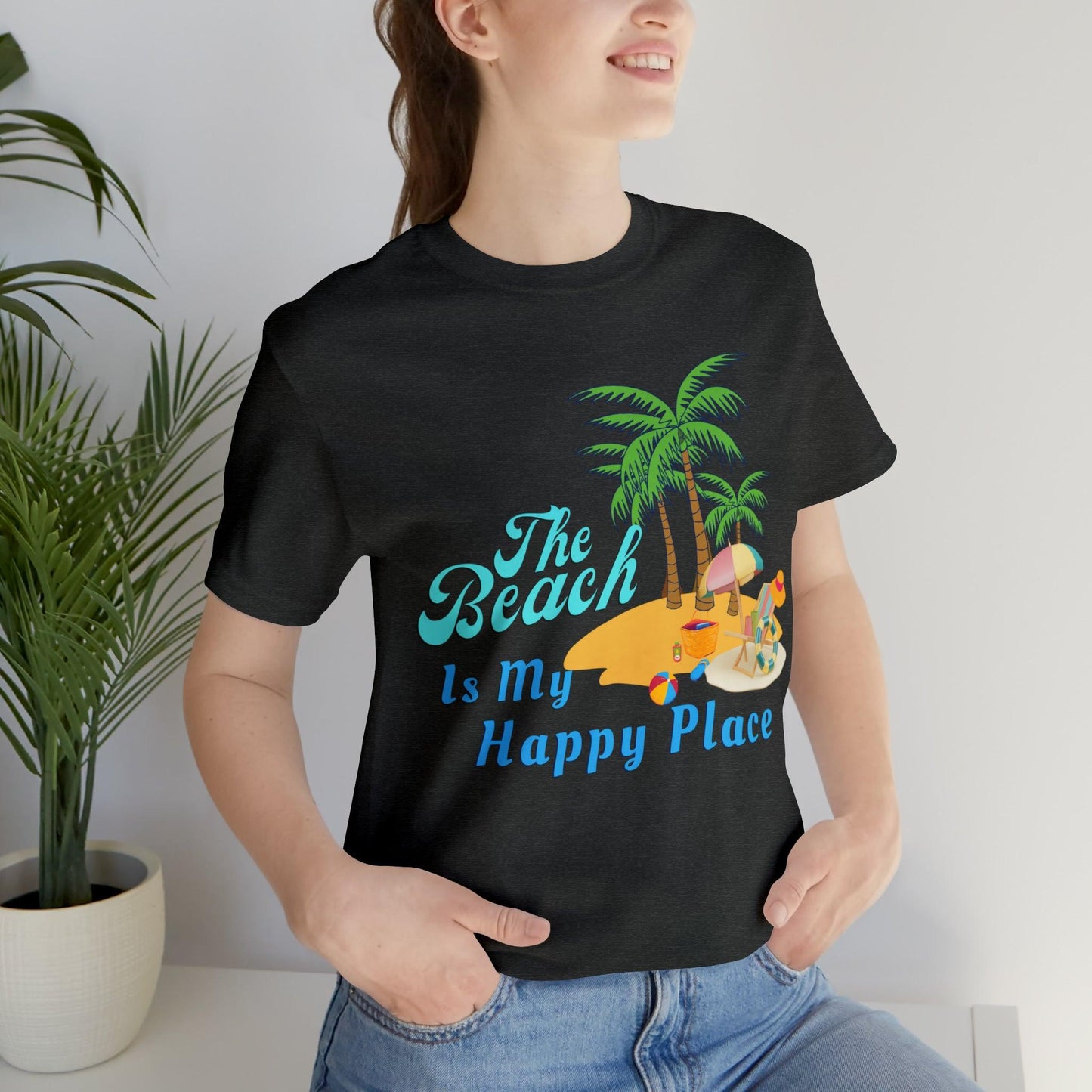 Beach shirt, The Beach is my happy place shirt, Beach t-shirt, Summer shirt, Beachwear, Beach fashion, Stylish beach apparel - Giftsmojo