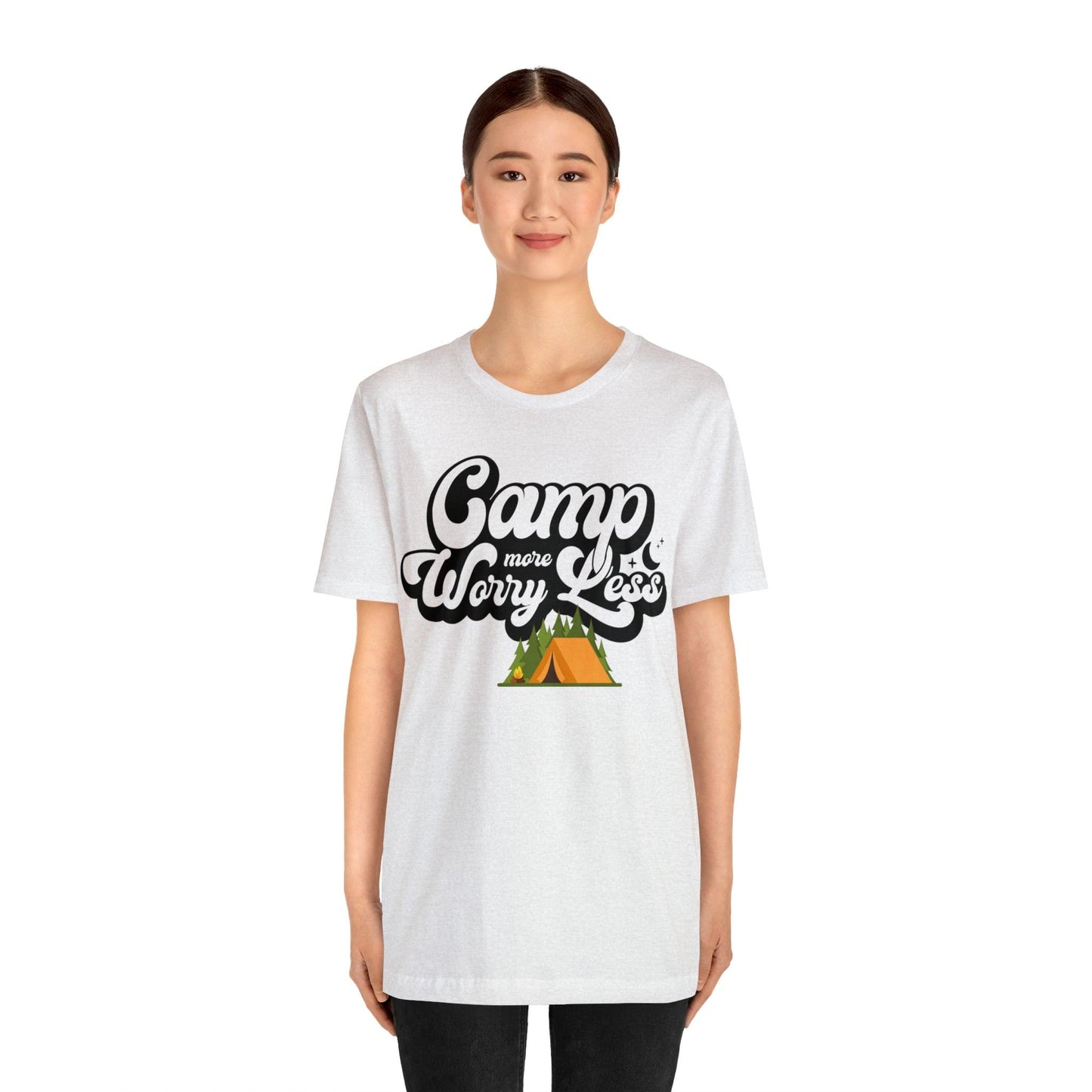 Camp More Worry Less Shirt, Outdoor adventure clothing, Nature-inspired shirts, Outdoor enthusiasts gift, Adventure-themed attire - Giftsmojo