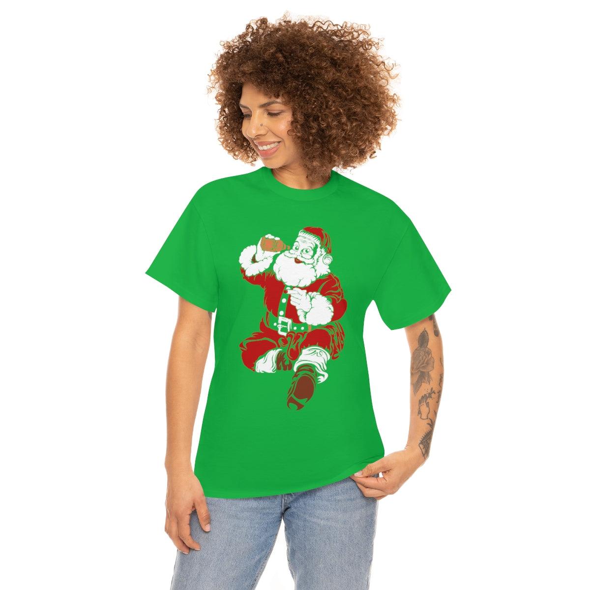 Santa Drinking Beer Funny T-shirt Funny Christmas Shirt Funny Santa Shirt Santa Gift