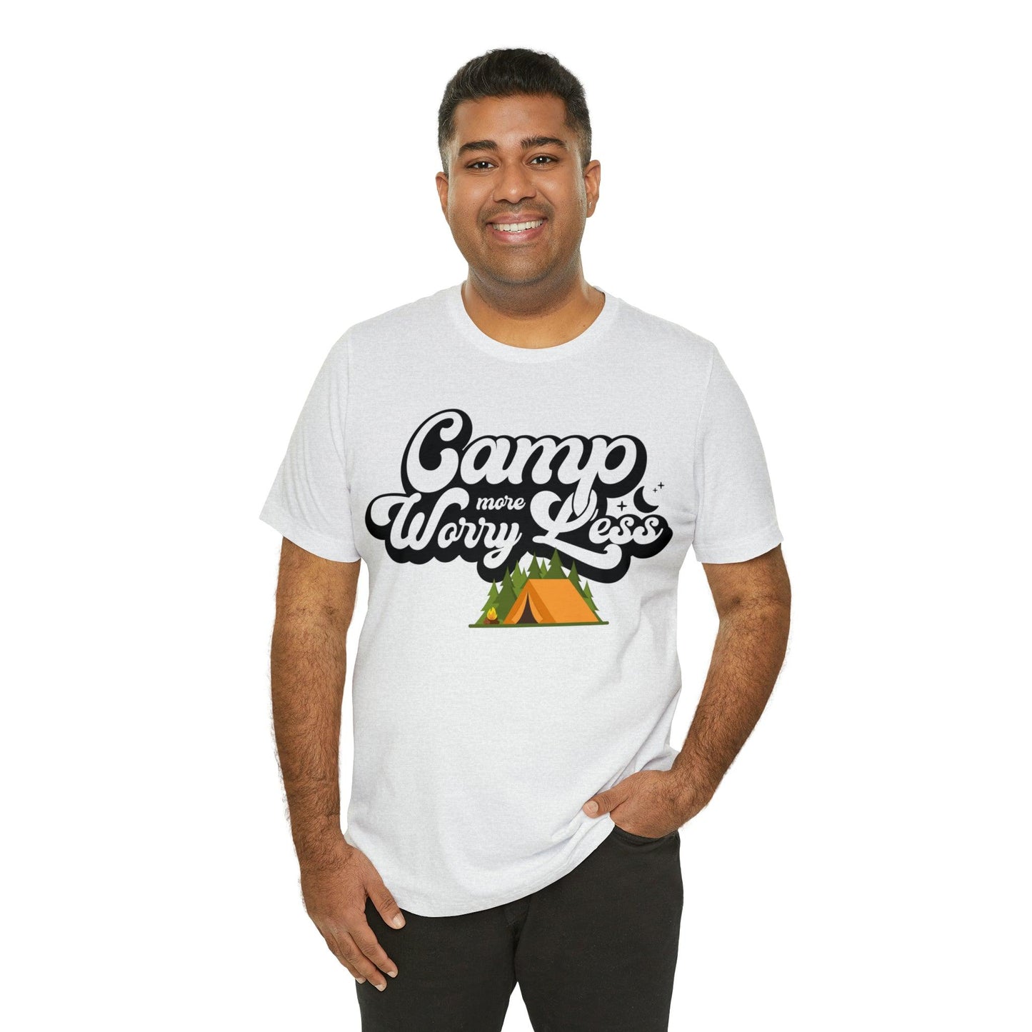 Camp More Worry Less Shirt, Outdoor adventure clothing, Nature-inspired shirts, Outdoor enthusiasts gift, Adventure-themed attire - Giftsmojo