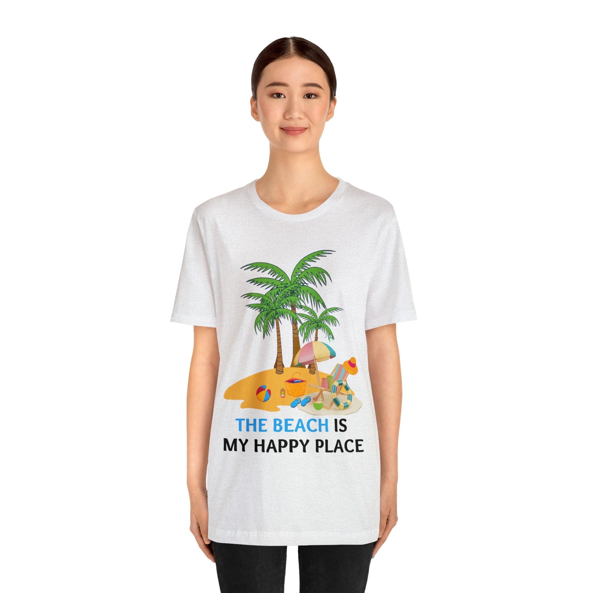 Beach shirt, The Beach is my happy place shirt, Beach t-shirt, Summer shirt, Beachwear, Beach fashion, Stylish beach apparel - Giftsmojo