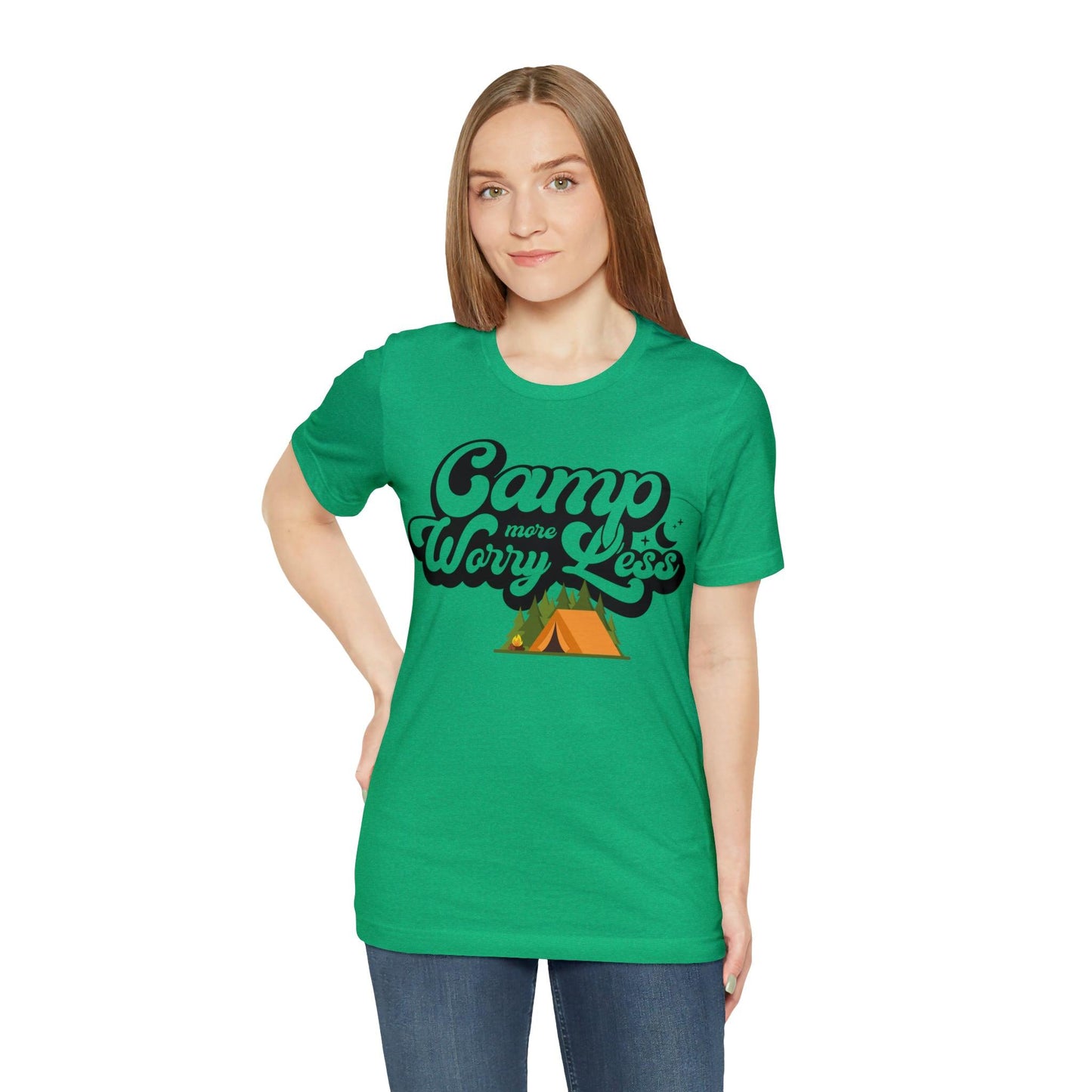 Camp More Worry Less Shirt, Outdoor adventure clothing, Nature-inspired shirts, Outdoor enthusiasts gift, Adventure-themed attire - Giftsmojo