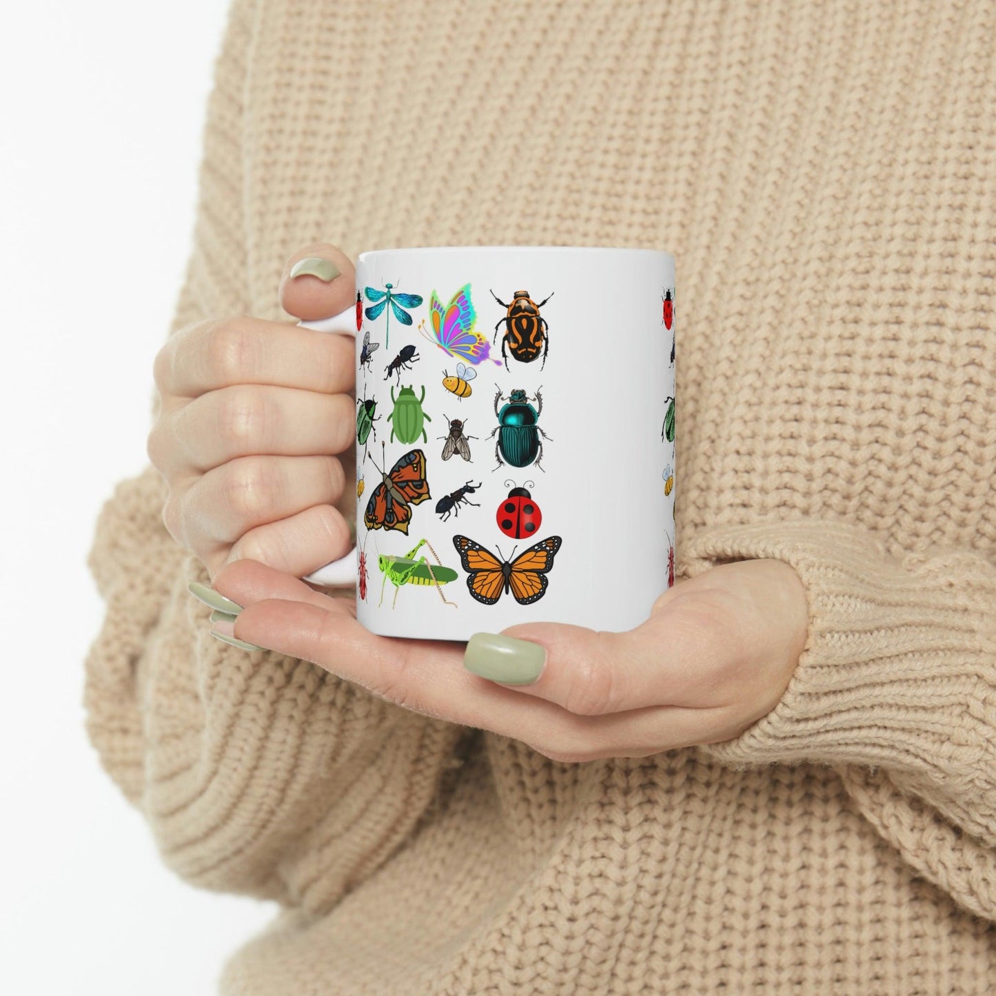 Bugs Mug, bug lover mug, gift for plant lovers, coffee mug for her, hot cocoa mug, gift for coffee lover