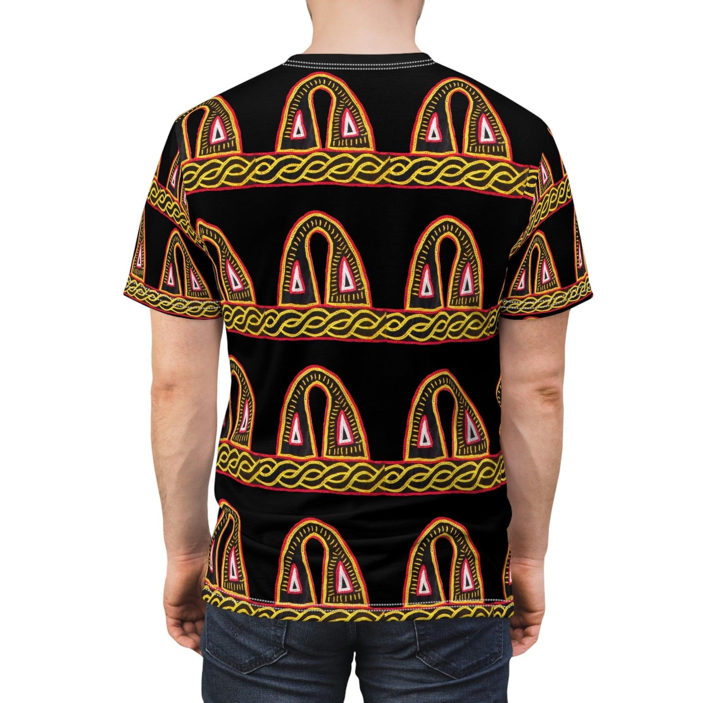 African Pattern All Over Print Cut & Sew Tee, Cameroon pattern Tee, - Giftsmojo