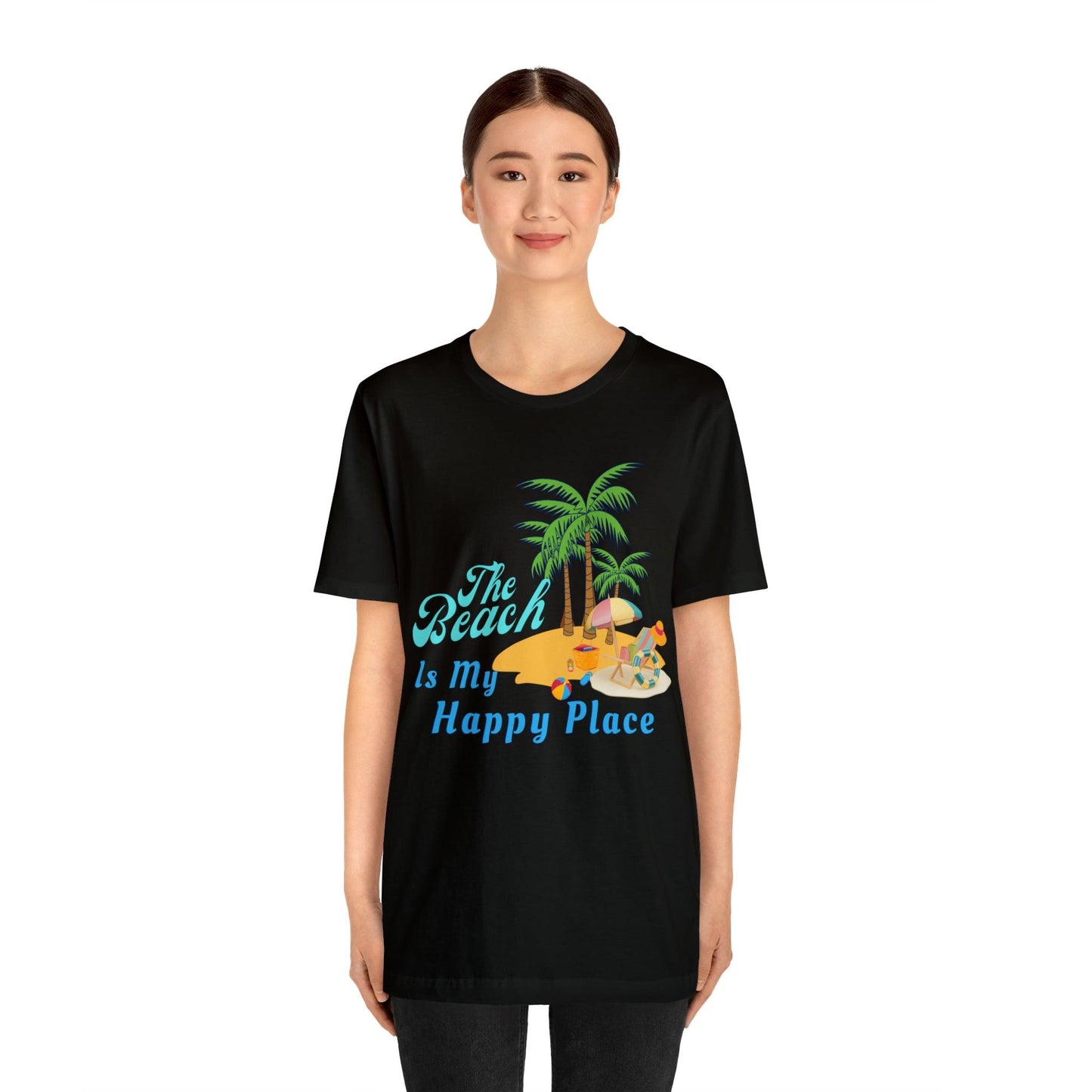 Beach shirt, The Beach is my happy place shirt, Beach t-shirt, Summer shirt, Beachwear, Beach fashion, Stylish beach apparel - Giftsmojo