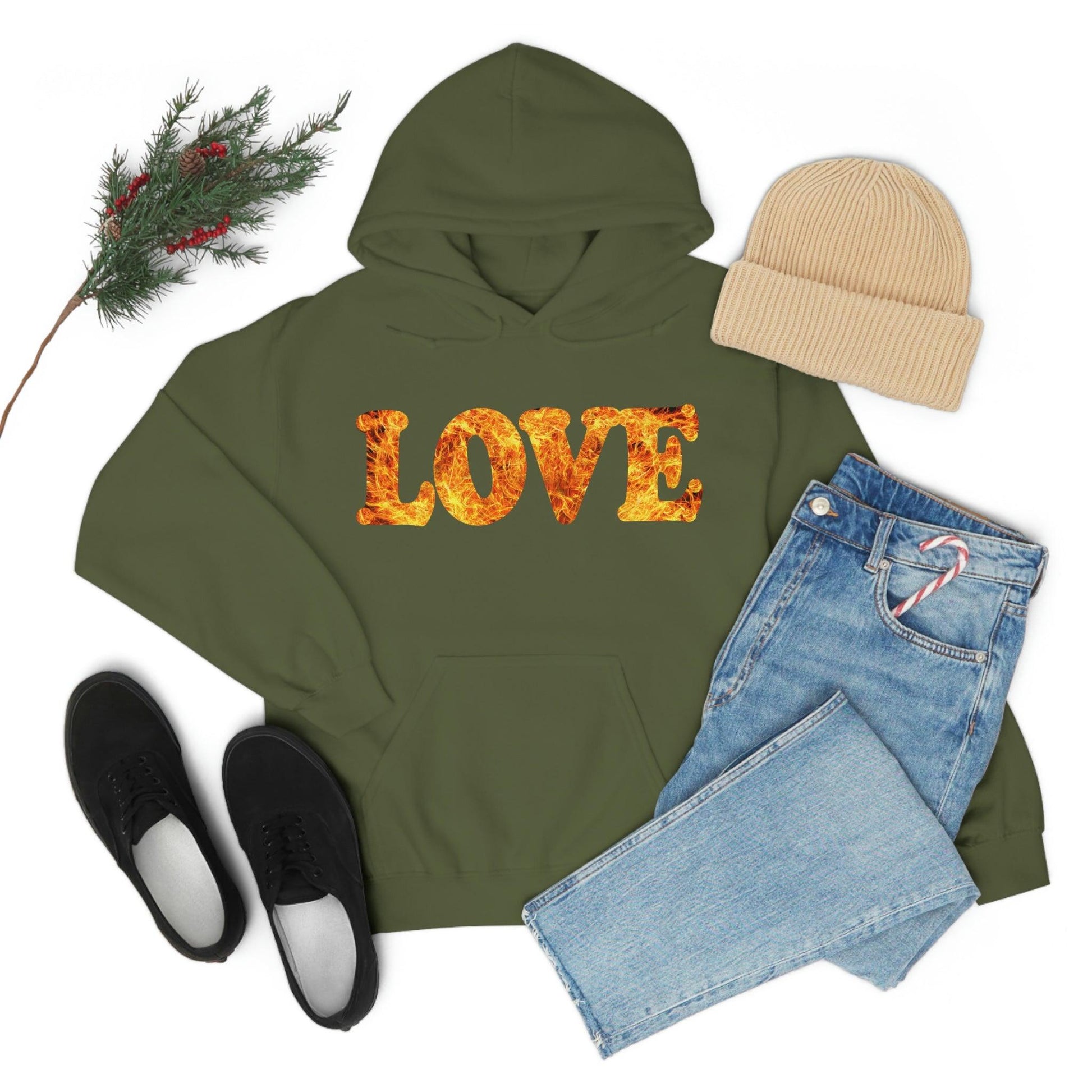 Love Fire Hooded Sweatshirt - Giftsmojo