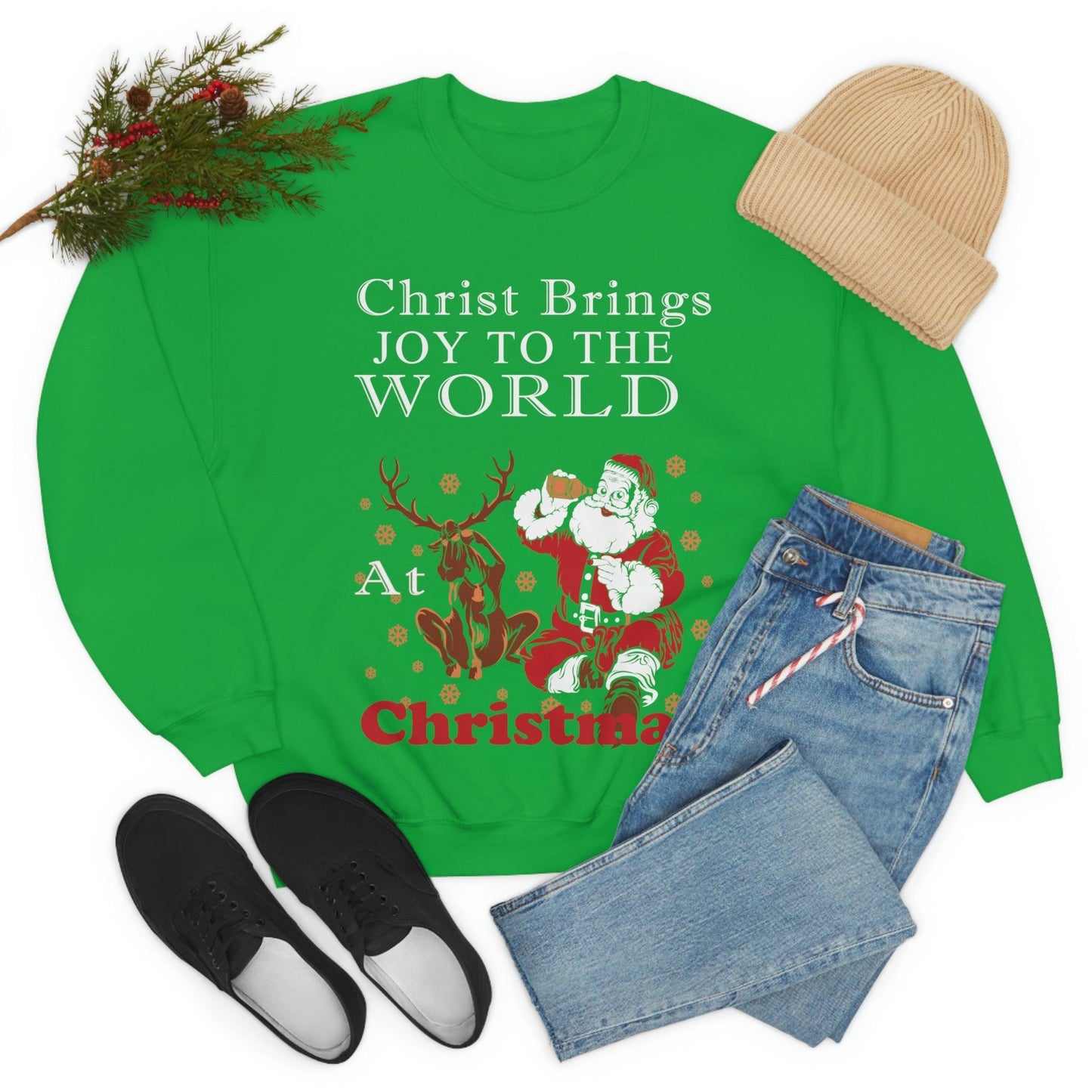 Christ brings joy to the World at Christmas Sweatshirt - Giftsmojo