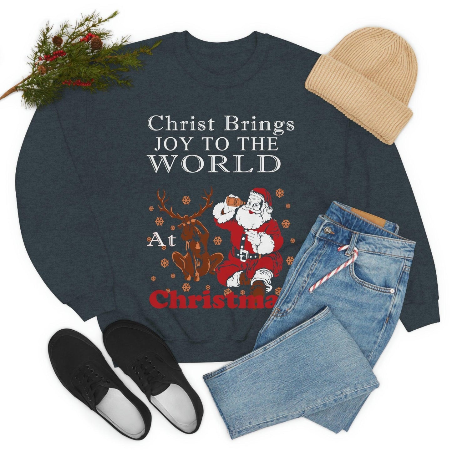 Christ brings joy to the World at Christmas Sweatshirt - Giftsmojo