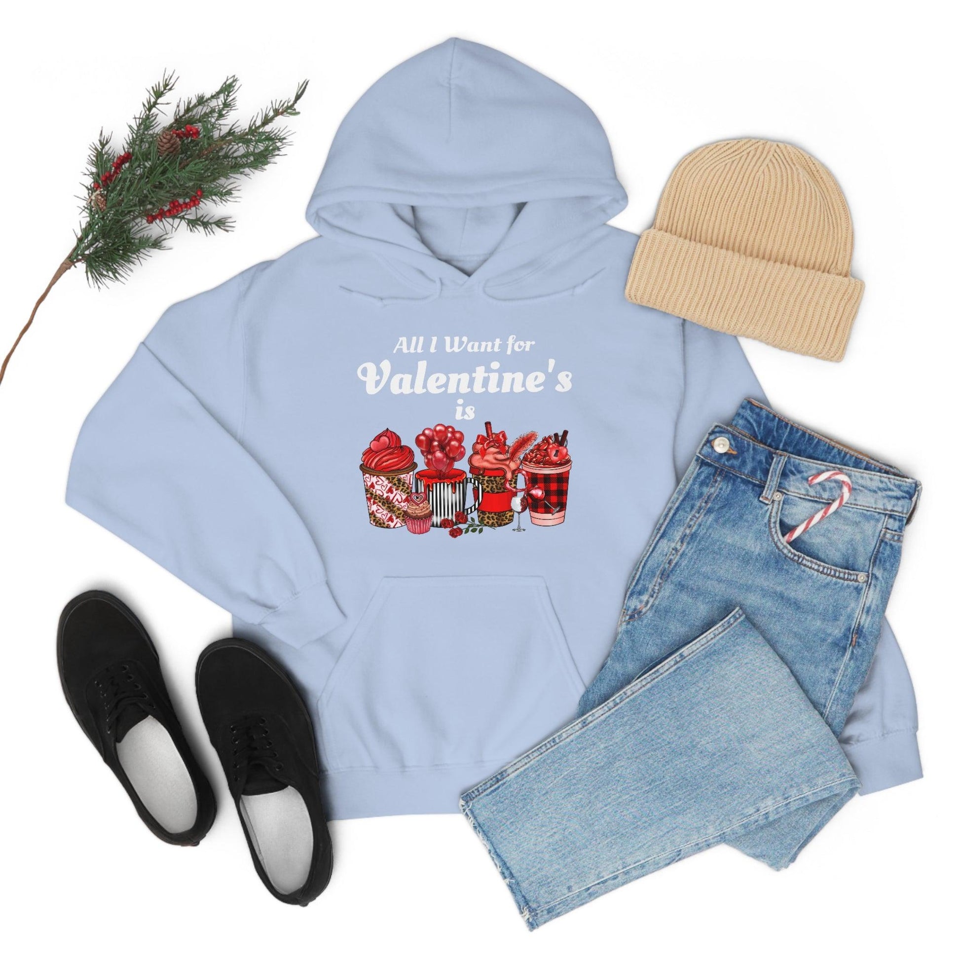 All I want for Valentine's is Coffee Hooded Sweatshirt - Giftsmojo