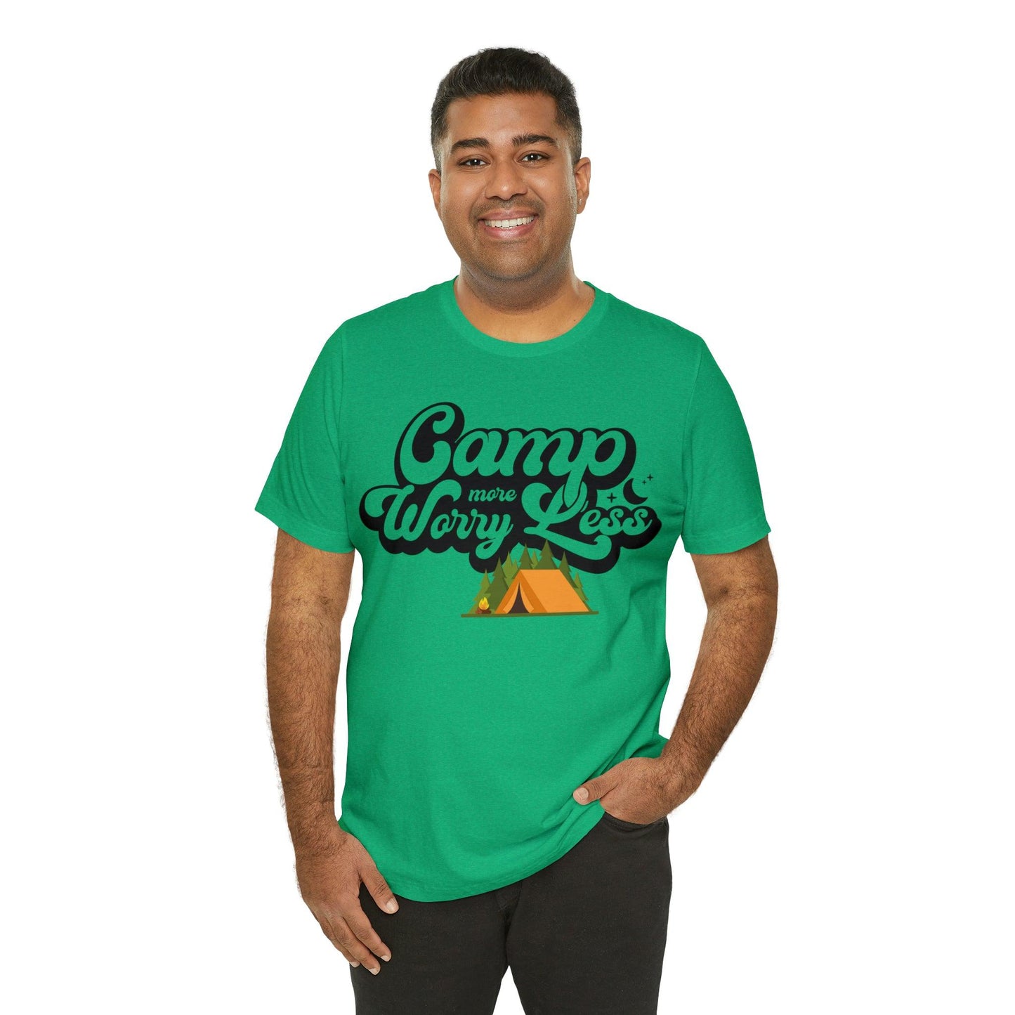 Camp More Worry Less Shirt, Outdoor adventure clothing, Nature-inspired shirts, Outdoor enthusiasts gift, Adventure-themed attire - Giftsmojo