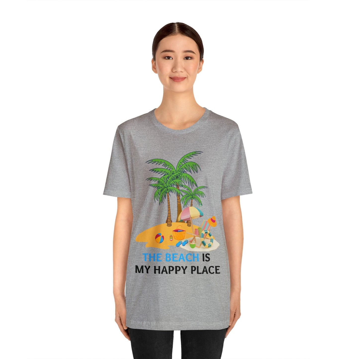 Beach shirt, The Beach is my happy place shirt, Beach t-shirt, Summer shirt, Beachwear, Beach fashion, Stylish beach apparel - Giftsmojo