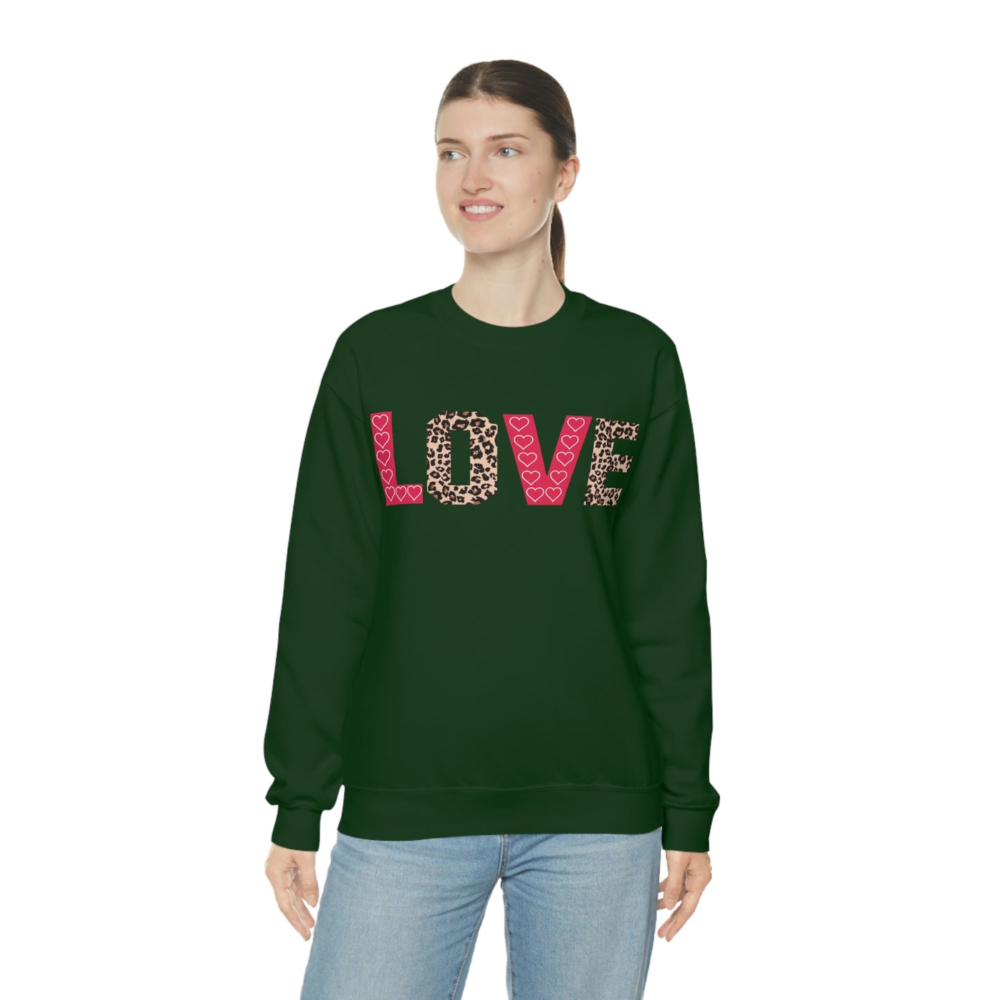 Love Sweatshirt with partial leopard print
