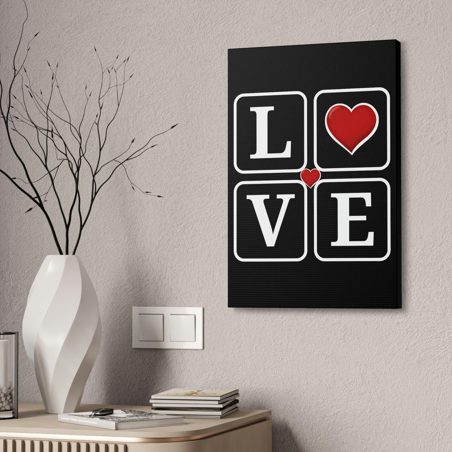 Love Sqaures with Heart Canvas Stretched, 1.5''