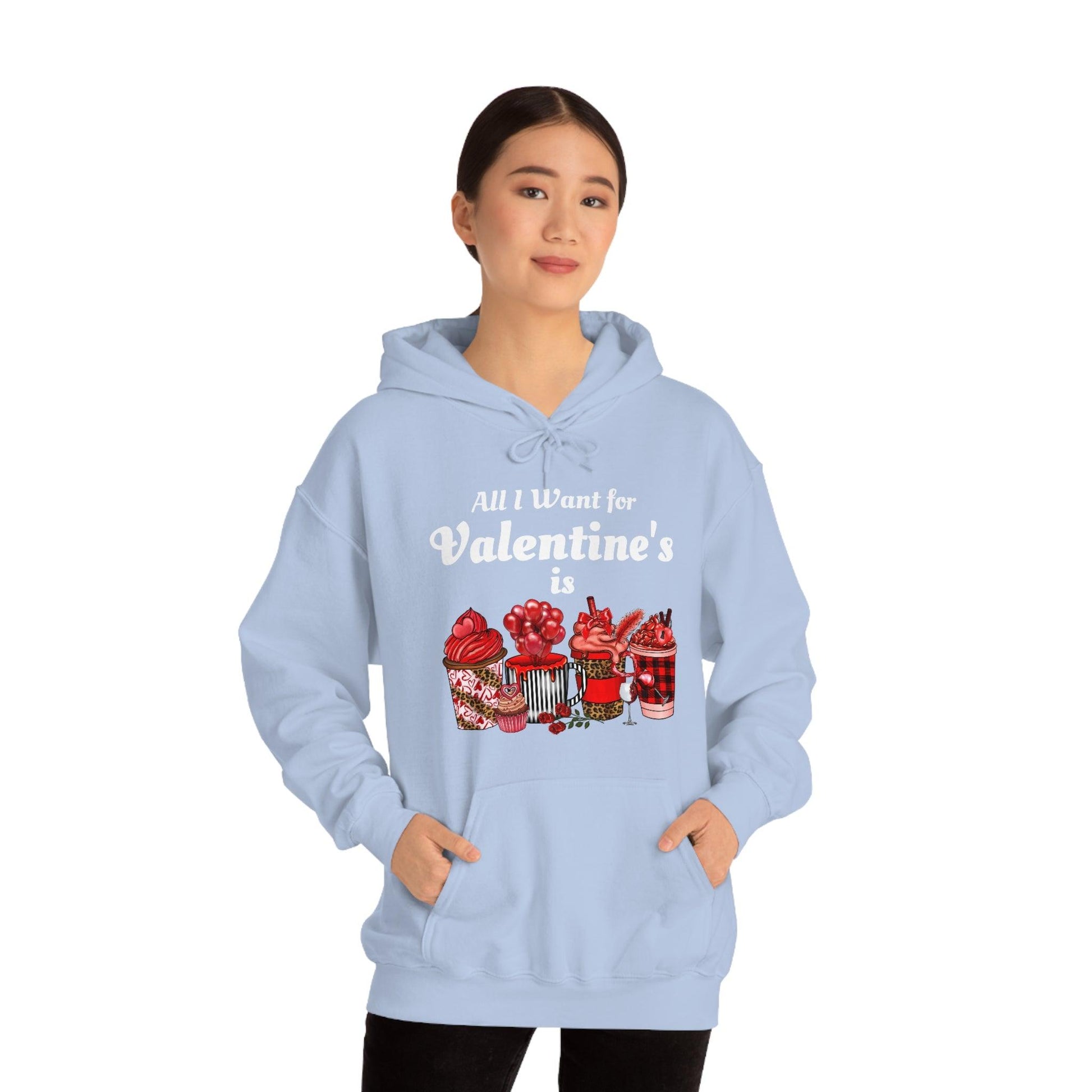 All I want for Valentine's is Coffee Hooded Sweatshirt - Giftsmojo