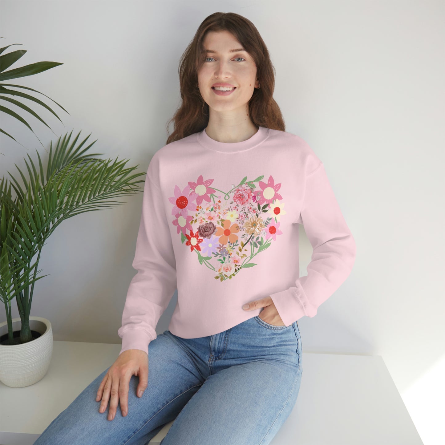 Flower Heart sweatshirt - Floral sweatshirt - Love Sweatshirt