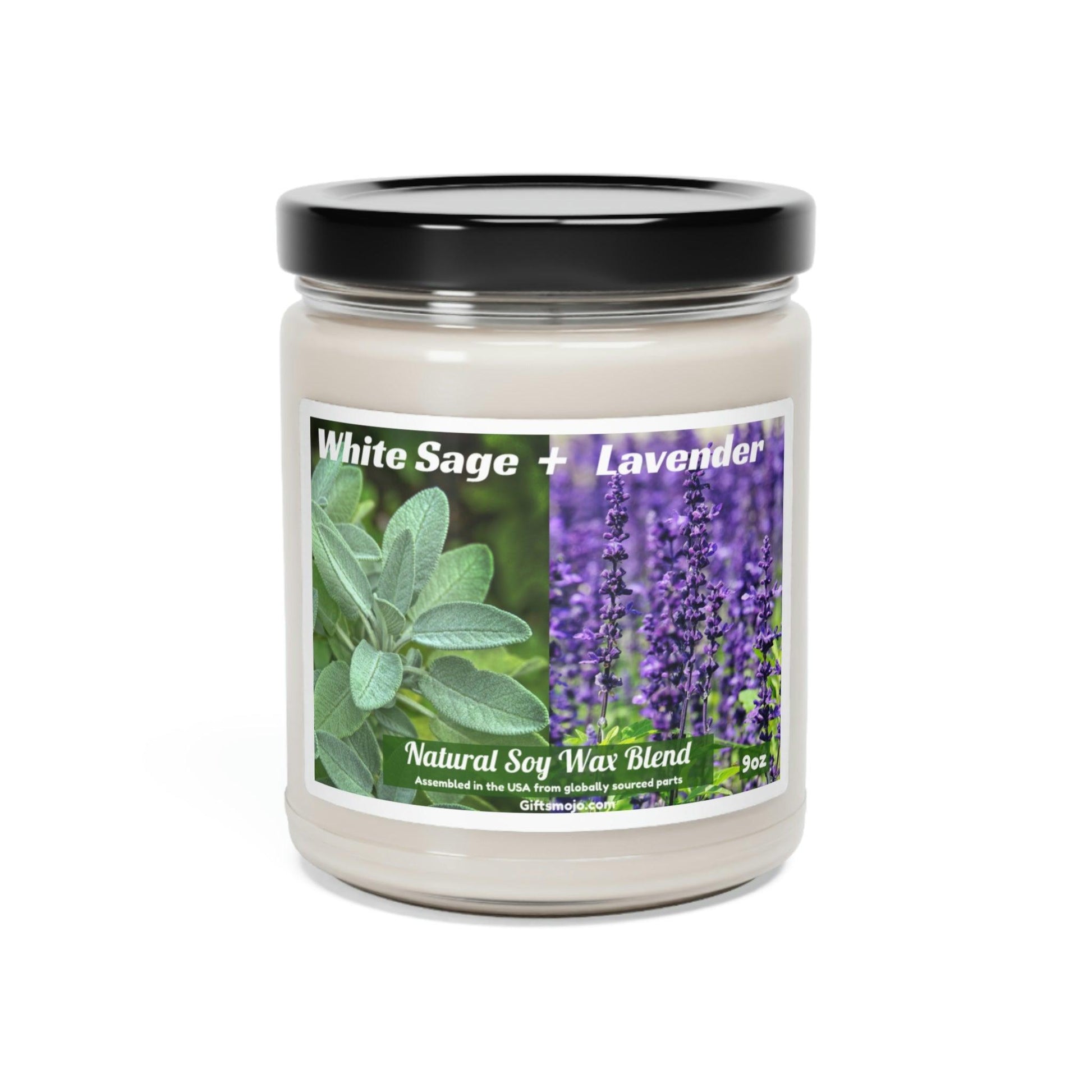 White Sage and Lavender Scented Soy Candle, Natural Soy wax Aromatherapy candle, Stress relief gift for mom grandma new mom stepmom - Giftsmojo