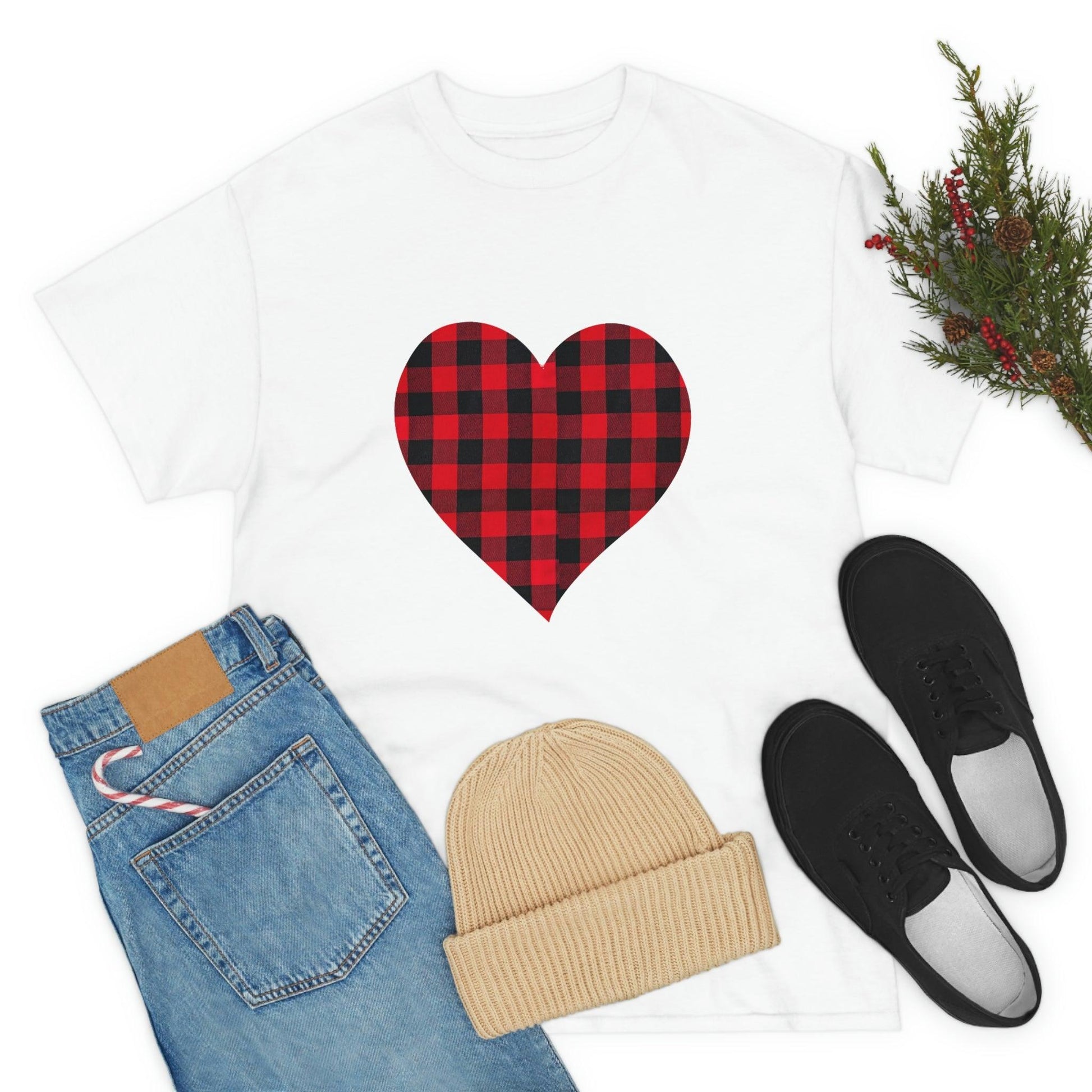 Plaid Heart T-Shirt, - Giftsmojo