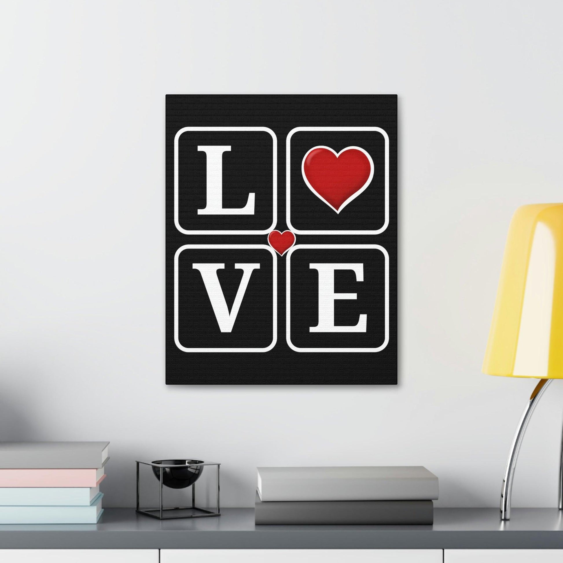 Love Sqaures with Heart Canvas Stretched, 1.5'' - Giftsmojo