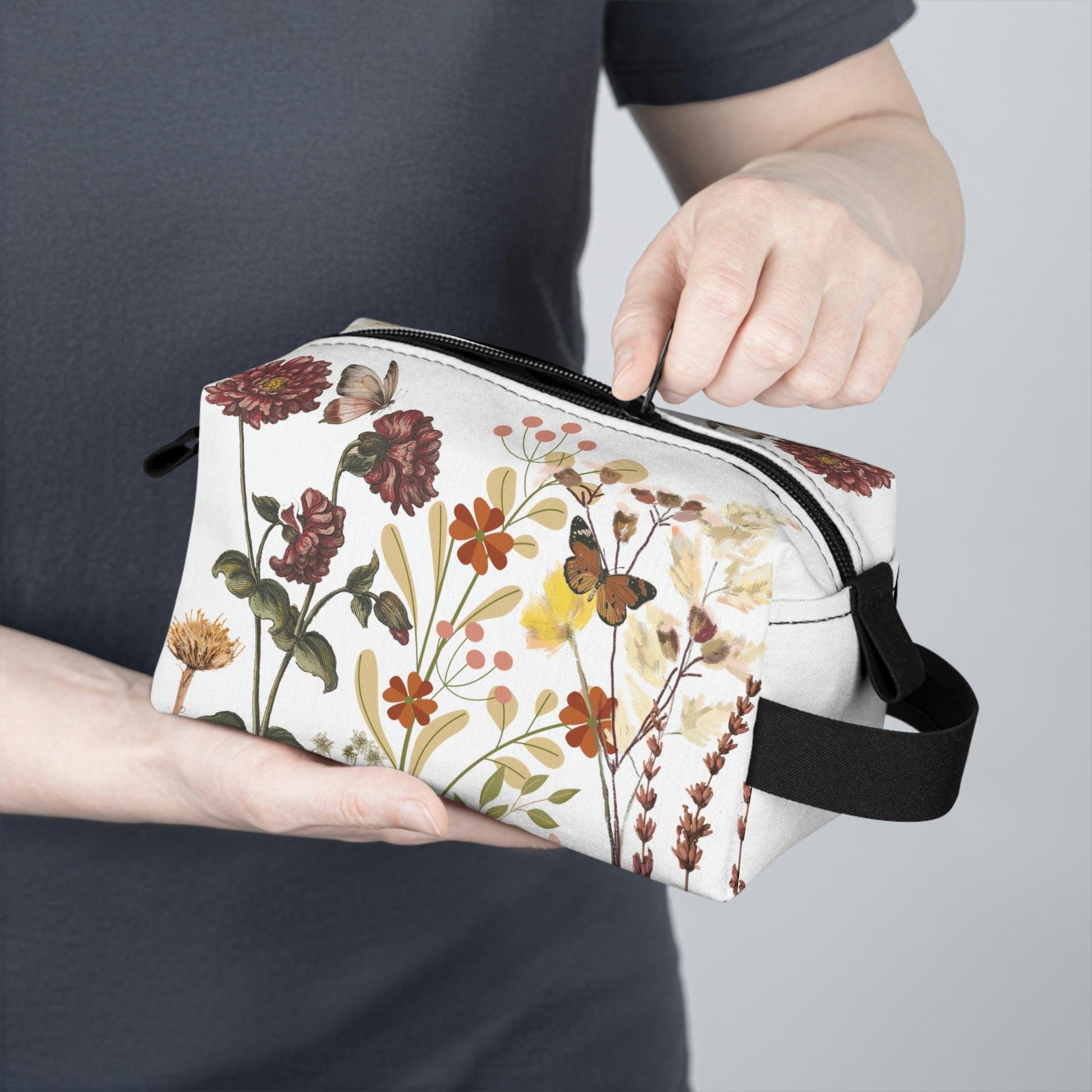Floral Makeup Bag | flower makeup bag | Cosmetic Bag | floral Toiletry Bag Women | cute makeup bag | makeup pouch - Giftsmojo