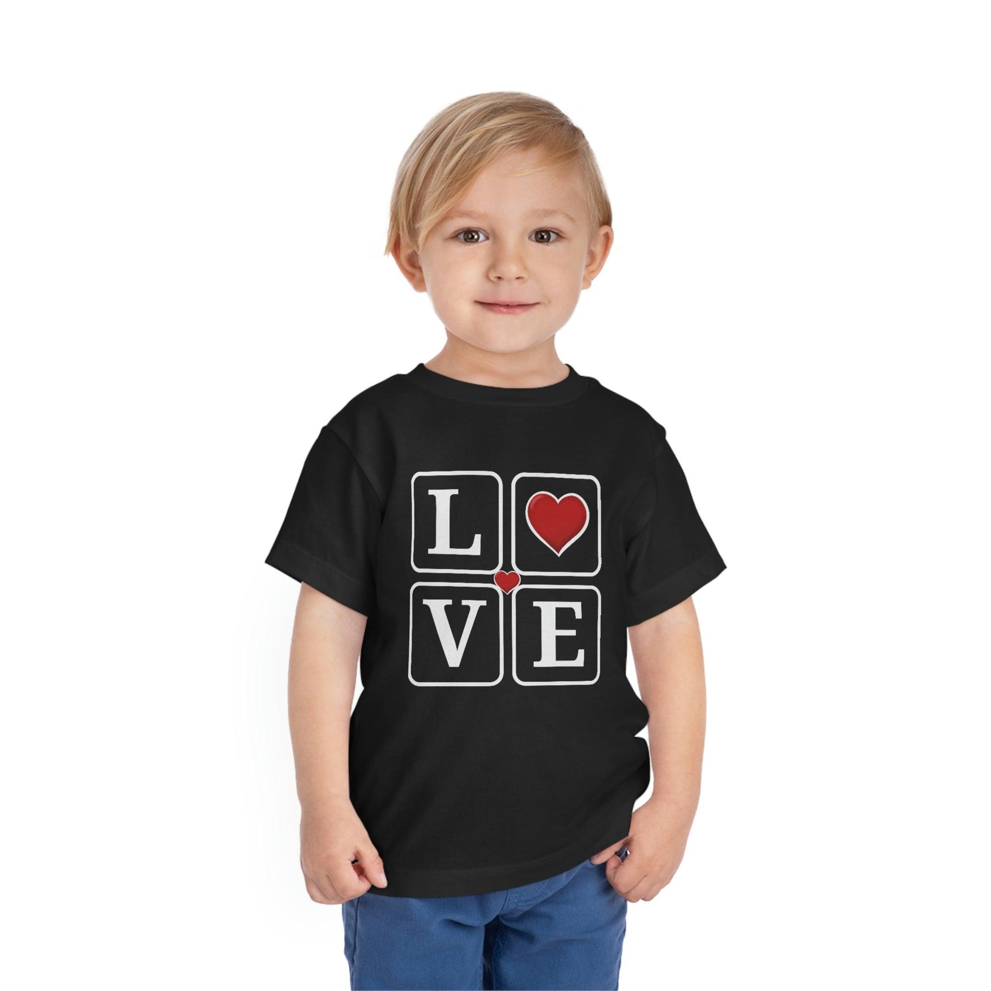 Love Squares with Heart Toddler Short Sleeve Tee - Giftsmojo