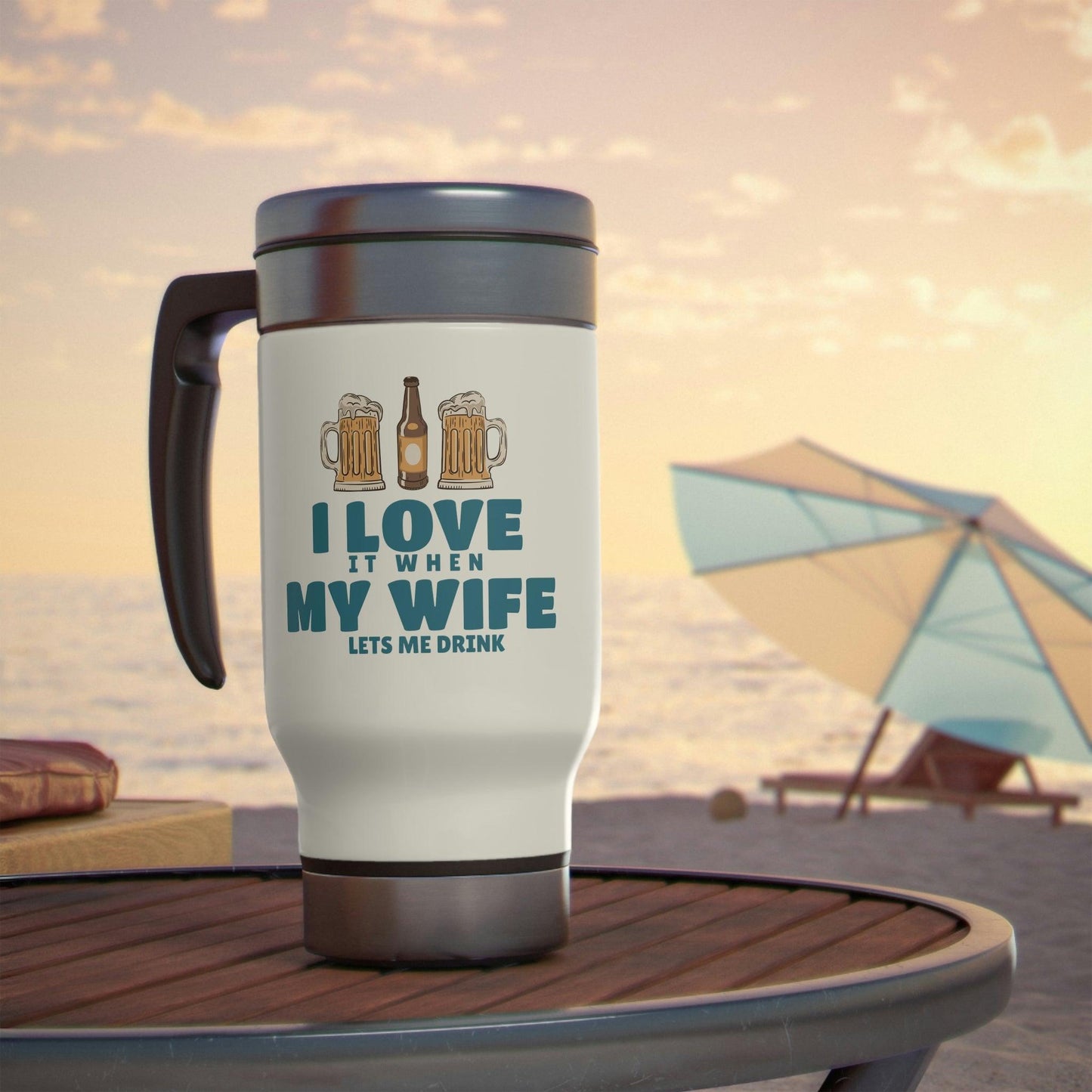 I Love MY Wife Mug, Stainless Steel Travel Mug with Handle, 14oz - Giftsmojo