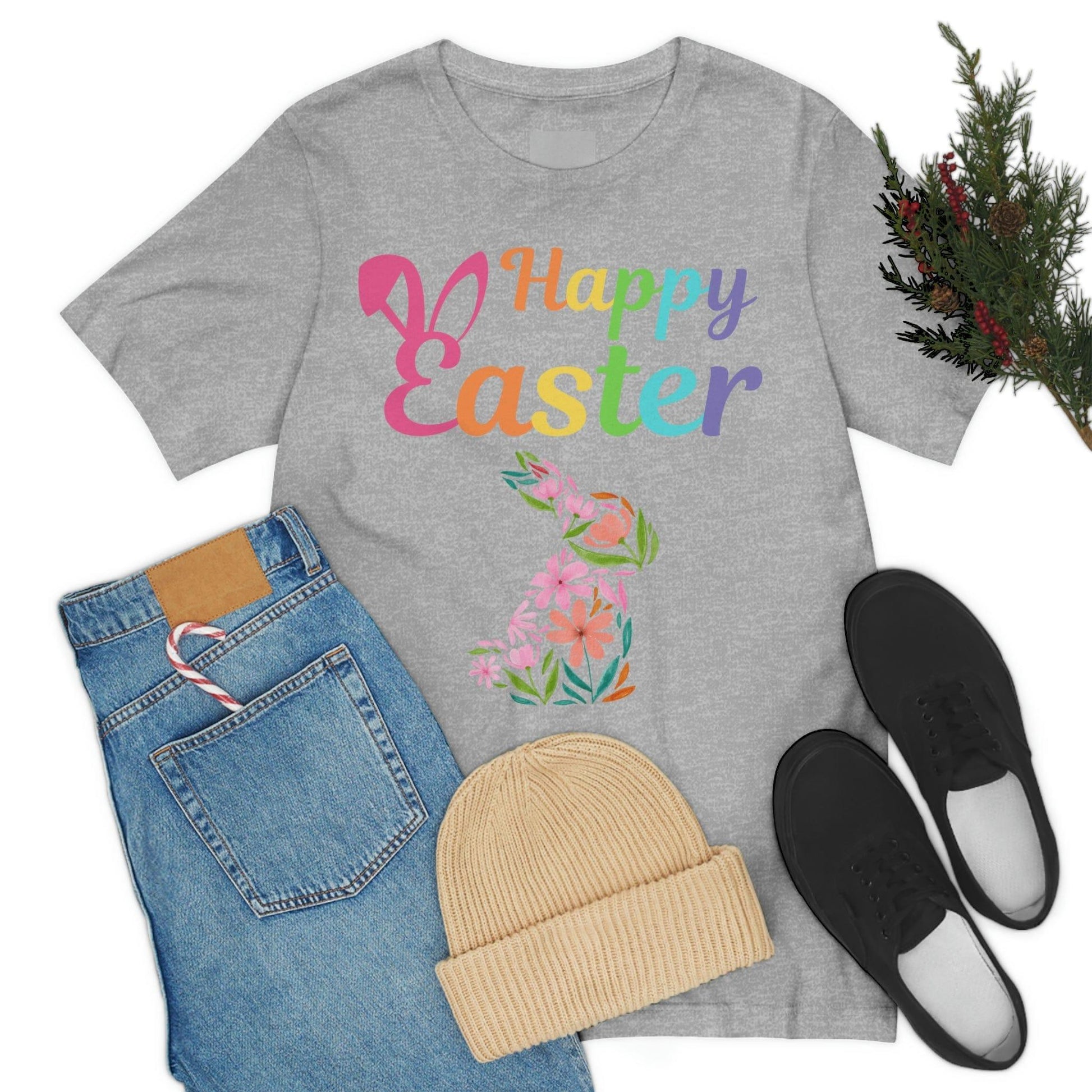 Happy Easter Bunny Shirt Easter Gift women Easter Shirt - Easter Day Shirt Cute Easter flower shirt - Giftsmojo