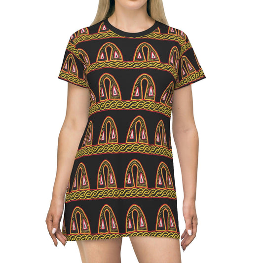 African pattern All Over Print T-Shirt Dress, Cameroon pattern All Over Print T-Shirt Dress,