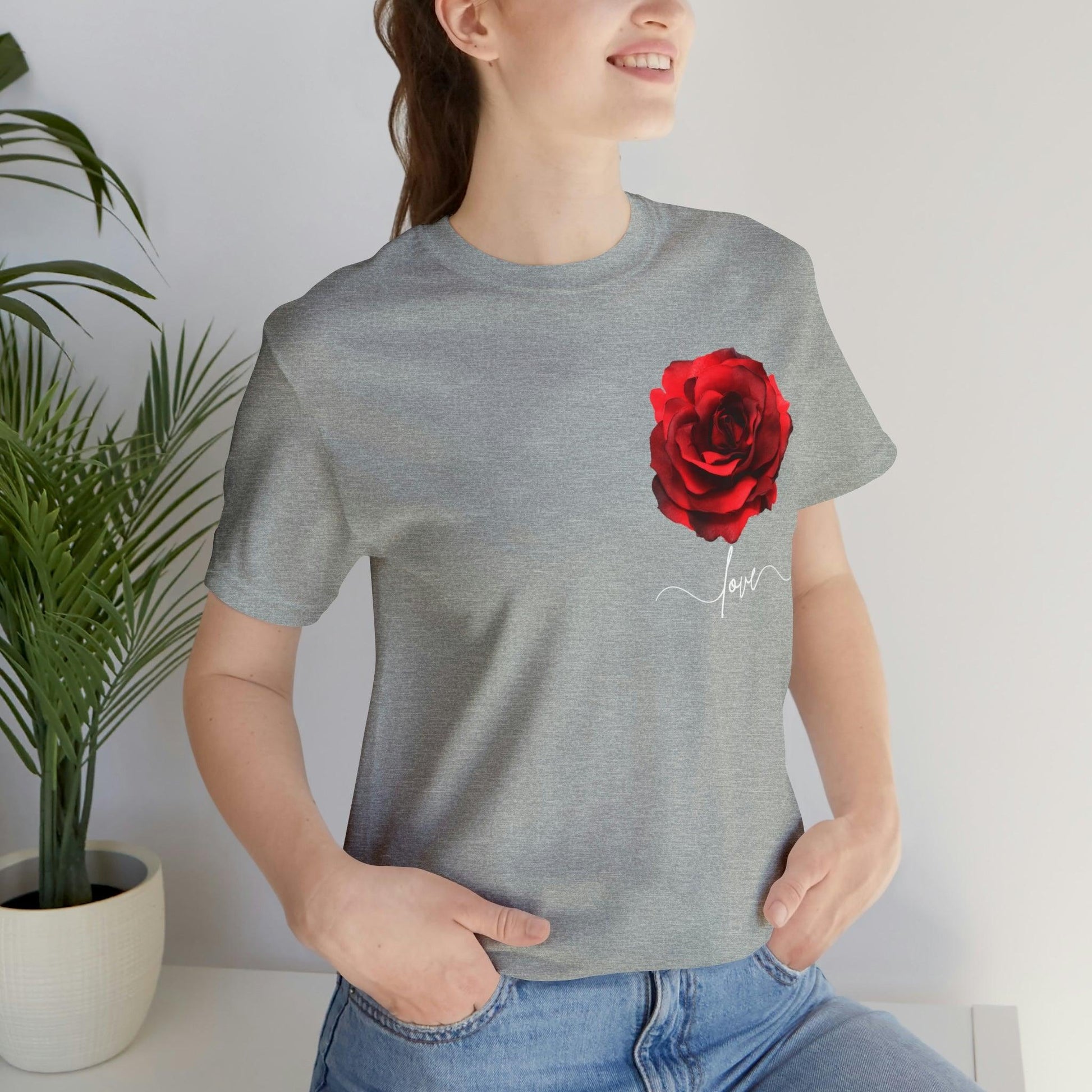 Love Rose Flower T-shirt for Women, Rose Graphic T-shirt, floral shirt, gift for her, love shirt - Giftsmojo