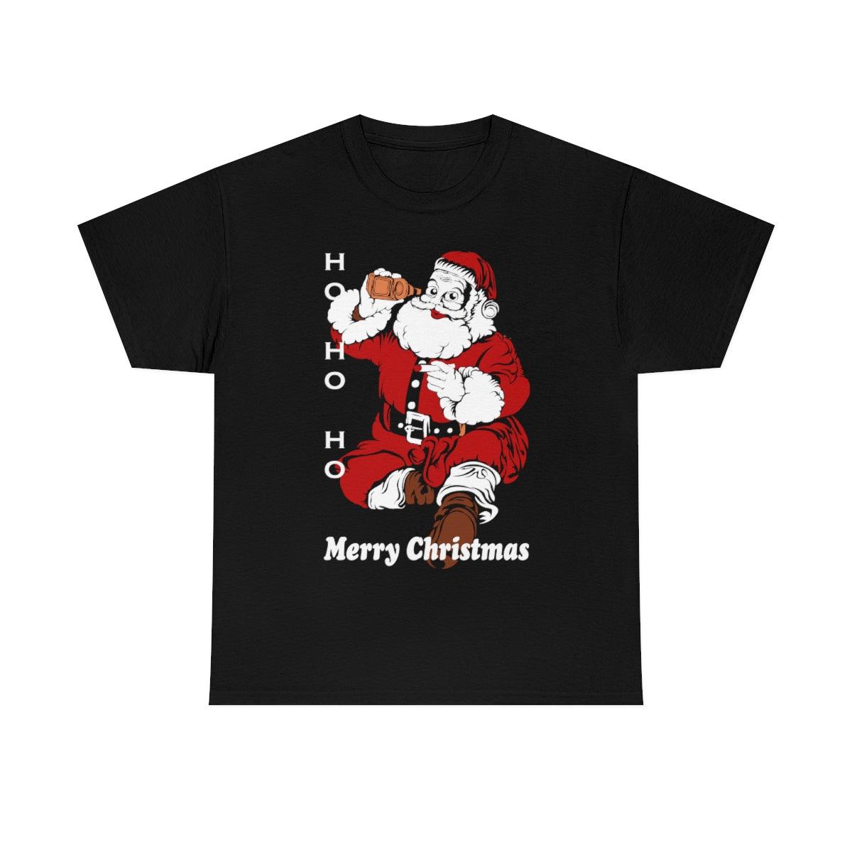Christmas Unisex Tee Ho HO Ho Merry Christmas Santa Tee Funny Santa Shirt, Santa Drinking Beer Shirt Funny Christmas Shirt