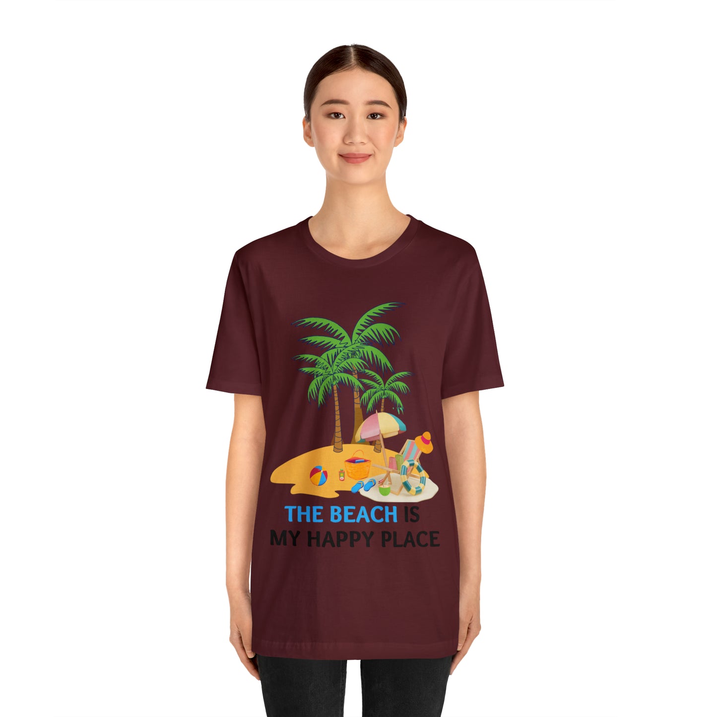 Beach shirt, The Beach is my happy place shirt, Beach t-shirt, Summer shirt, Beachwear, Beach fashion, Stylish beach apparel