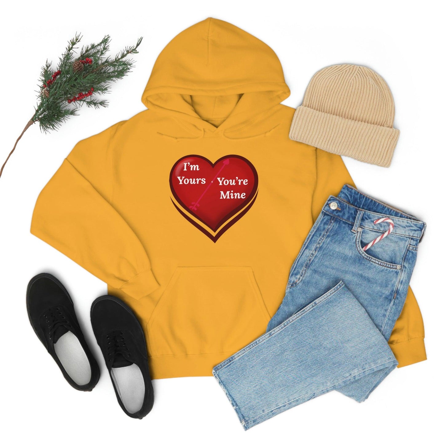 I'm Yours and You're Mine Heart Hooded Sweatshirt - Giftsmojo