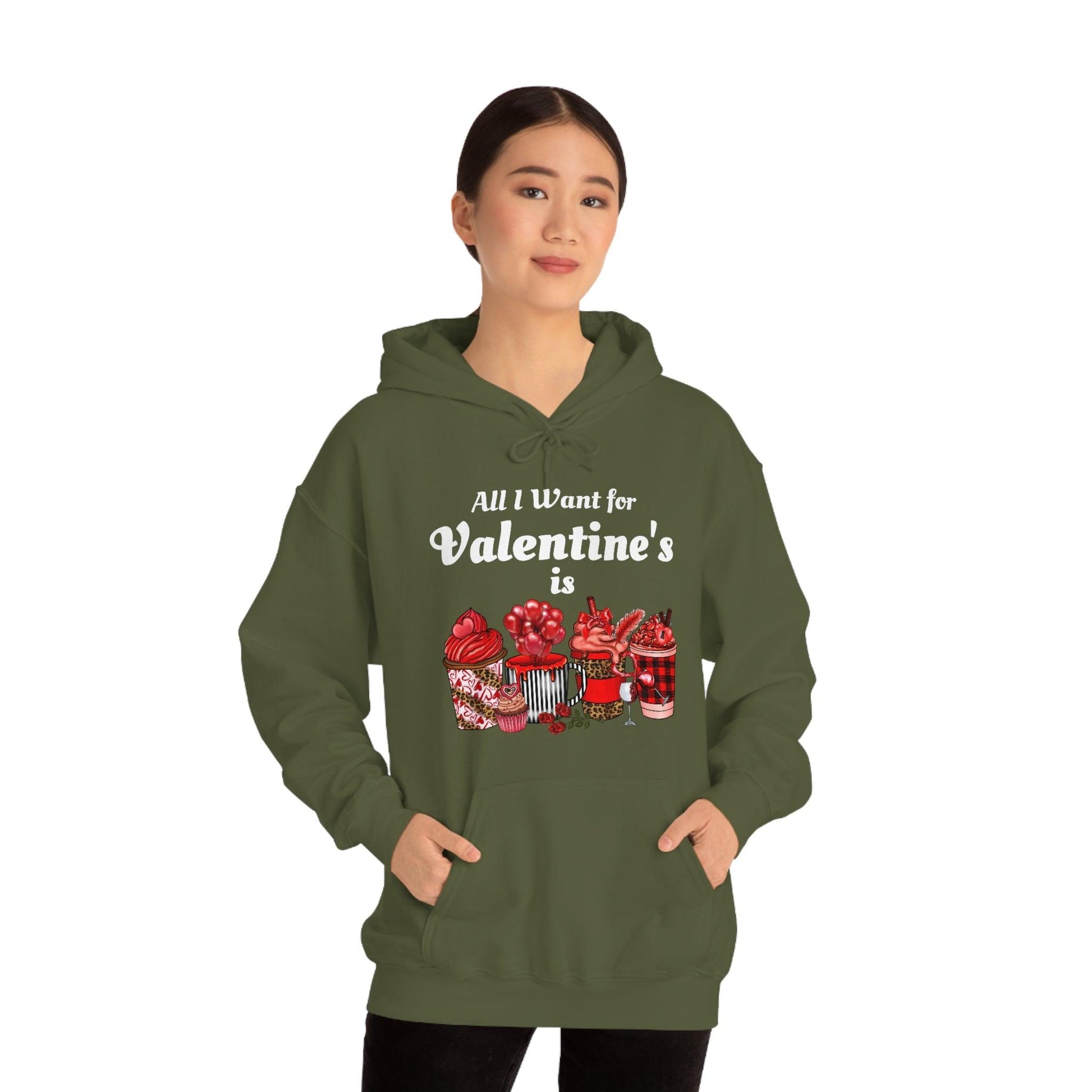 All I want for Valentine's is Coffee Hooded Sweatshirt - Giftsmojo