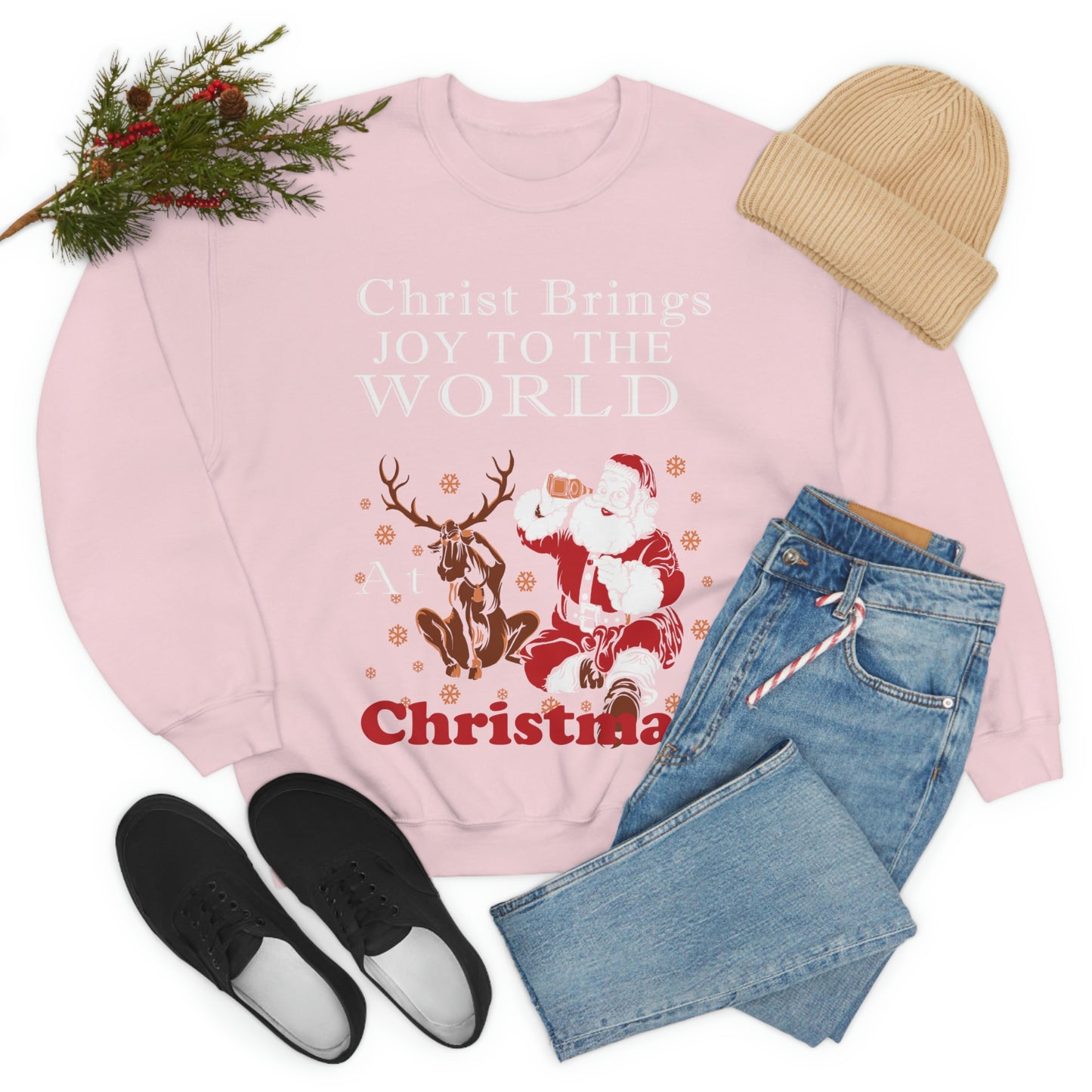 Christ brings joy to the World at Christmas Sweatshirt