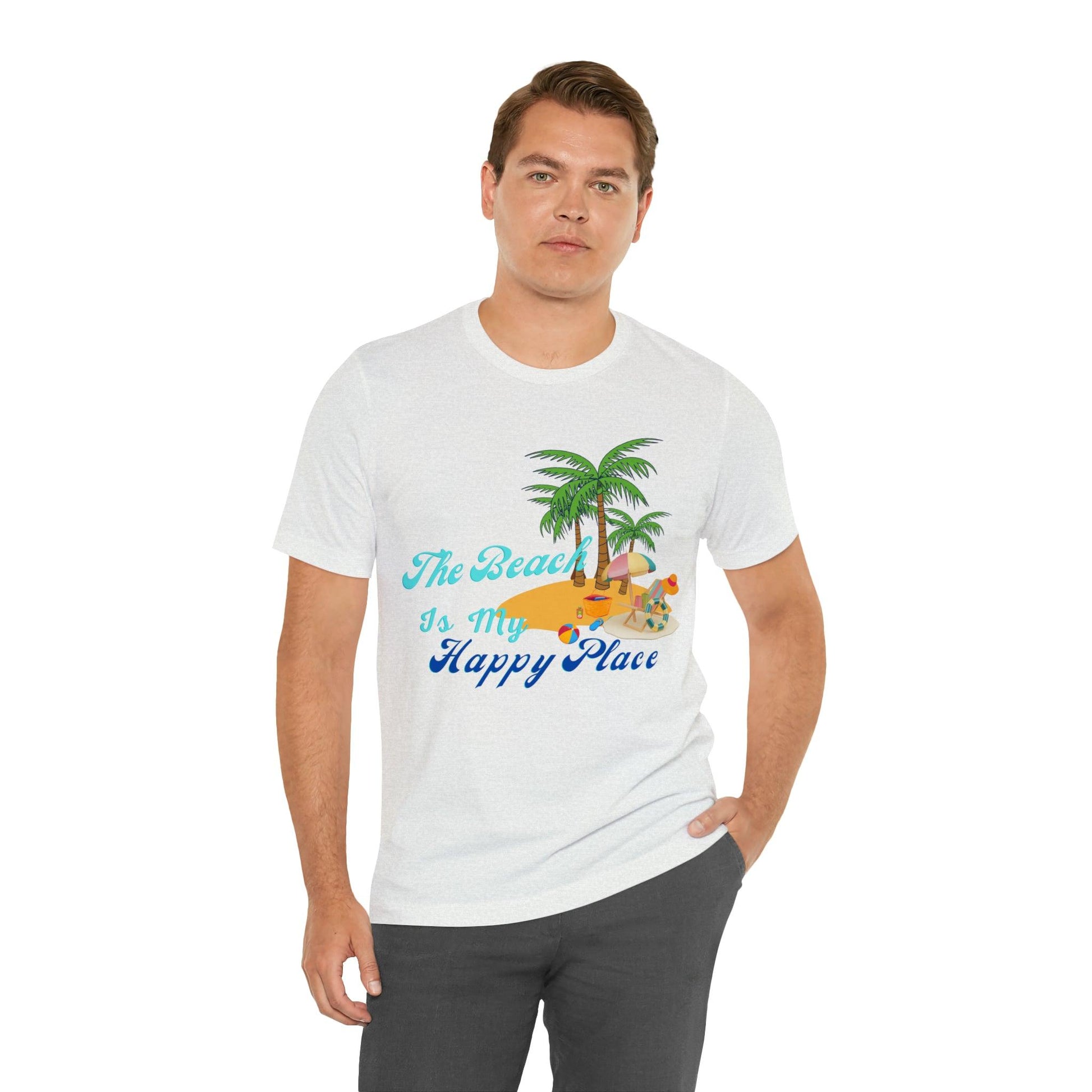 Beach shirt, The Beach is my happy place shirt, Beach t-shirt, Summer shirt, Beachwear, Beach fashion, Stylish beach apparel - Giftsmojo