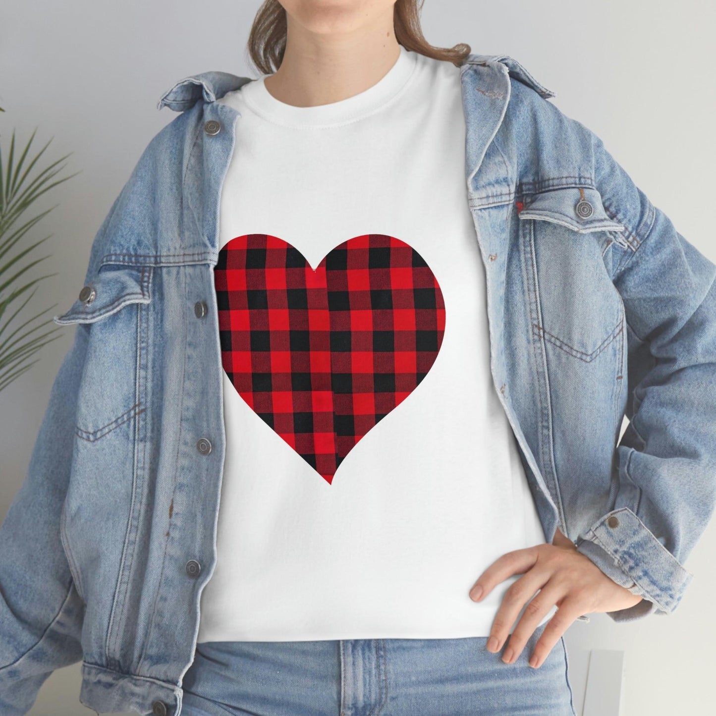Plaid Heart T-Shirt, - Giftsmojo