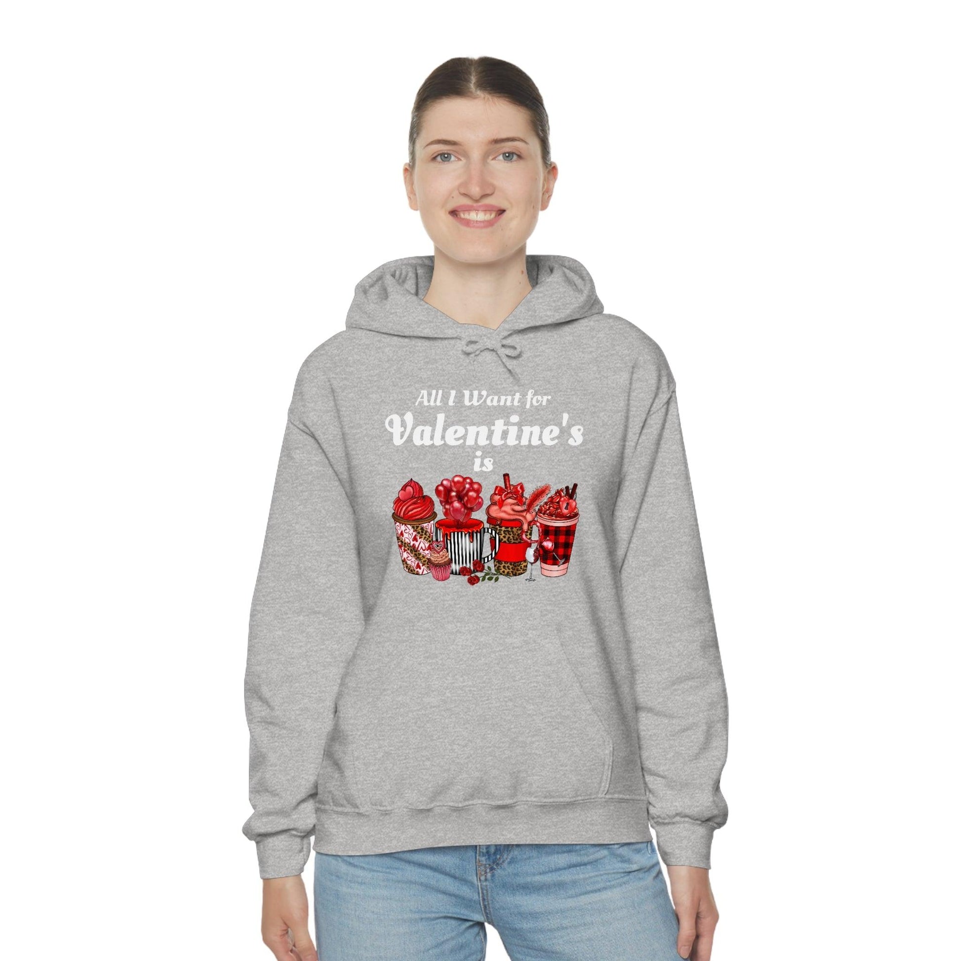 All I want for Valentine's is Coffee Hooded Sweatshirt - Giftsmojo