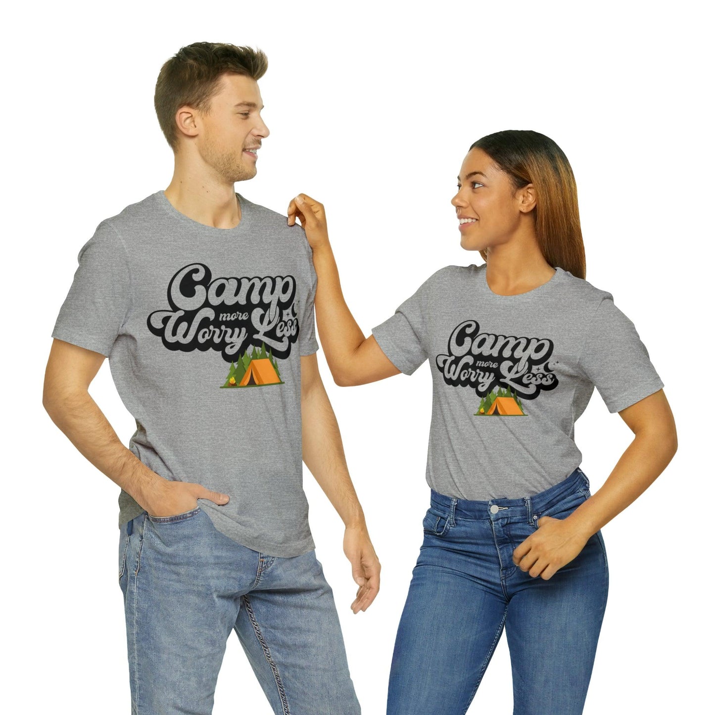 Camp More Worry Less Shirt, Outdoor adventure clothing, Nature-inspired shirts, Outdoor enthusiasts gift, Adventure-themed attire - Giftsmojo