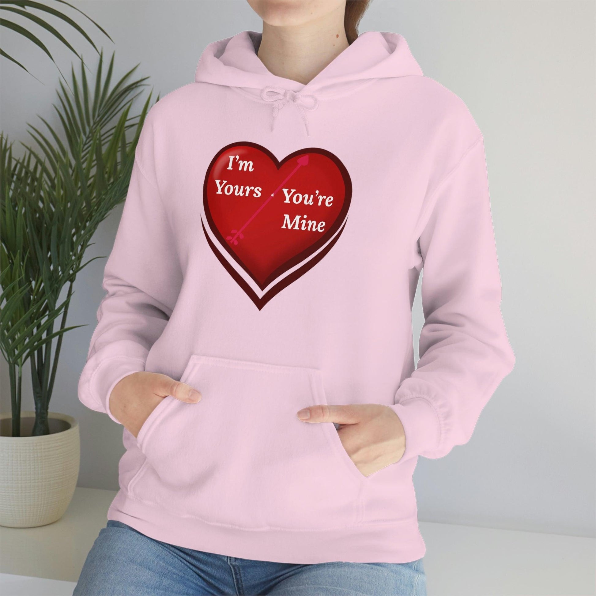 I'm Yours and You're Mine Heart Hooded Sweatshirt - Giftsmojo