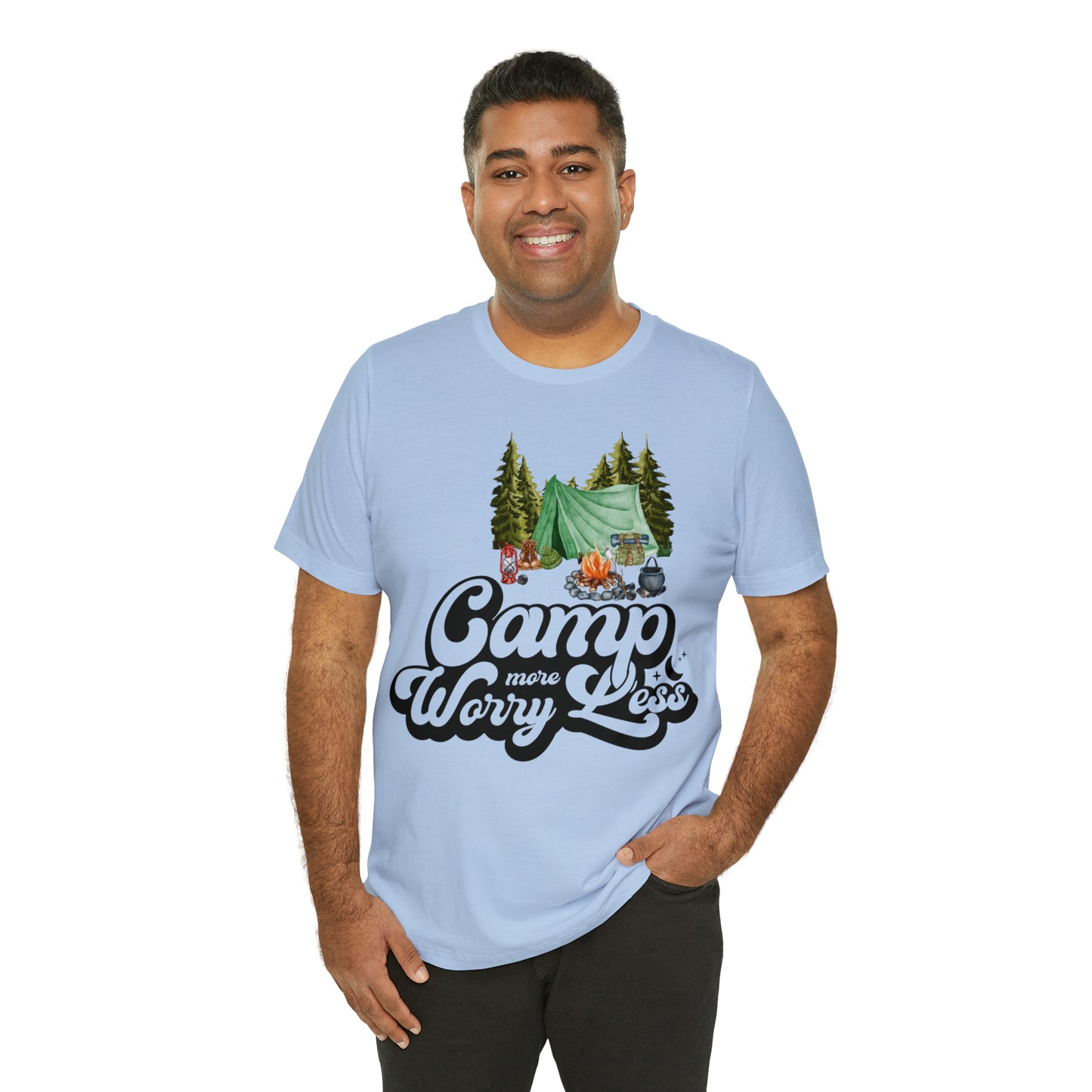 Camp More Worry Less Shirt, Outdoor adventure clothing, Nature-inspired shirts, Hiking apparel, Outdoor enthusiasts gift, Adventure-themed attire