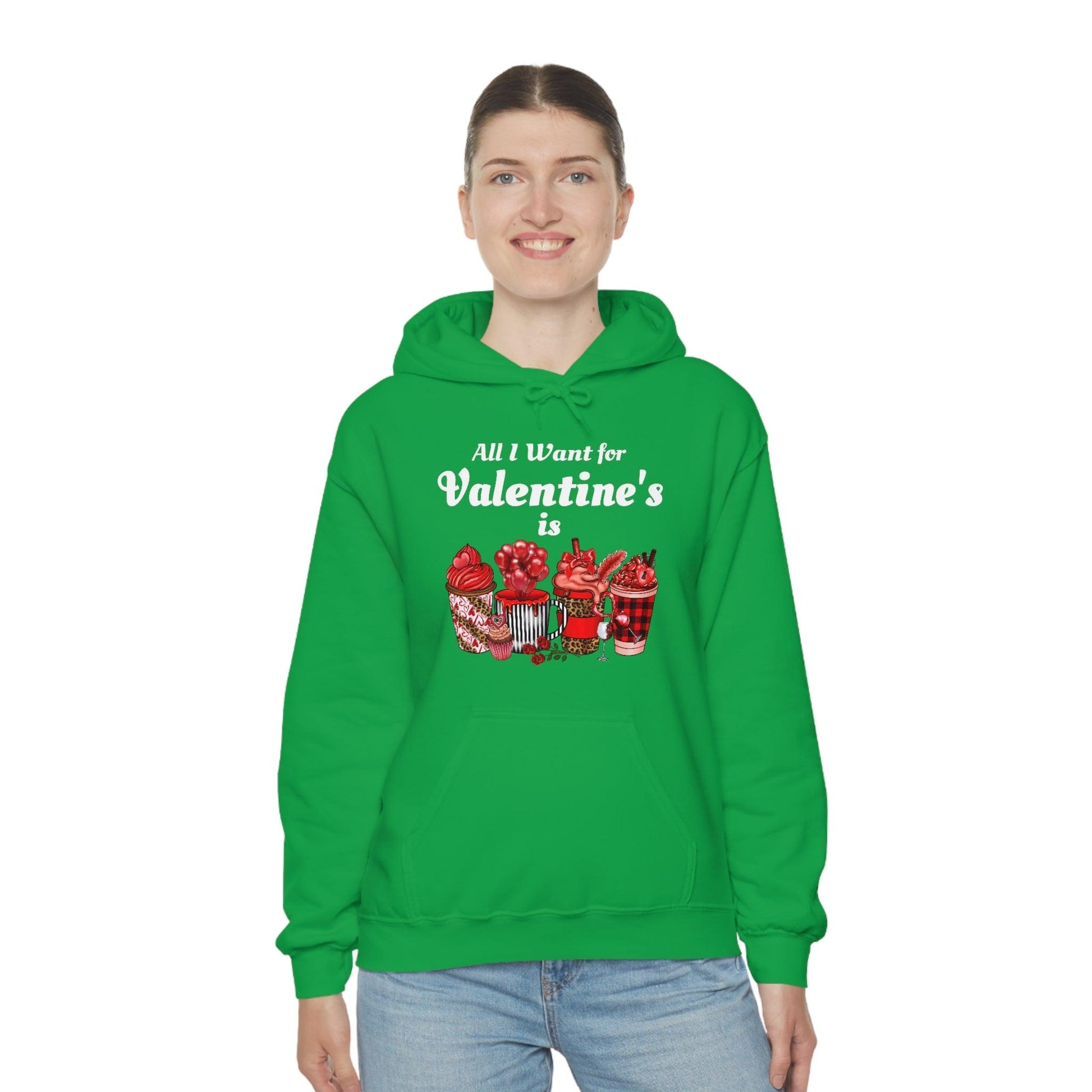 All I want for Valentine's is Coffee Hooded Sweatshirt - Giftsmojo