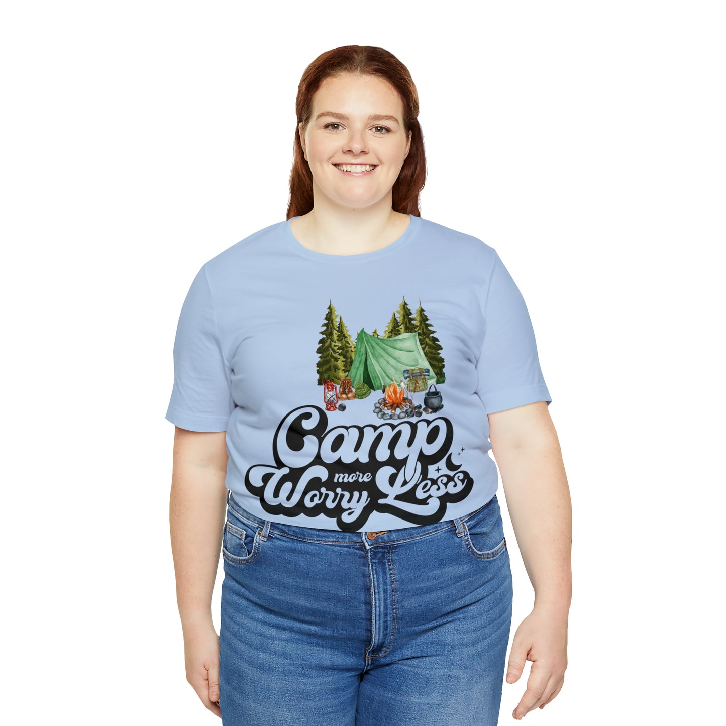 Camp More Worry Less Shirt, Outdoor adventure clothing, Nature-inspired shirts, Hiking apparel, Outdoor enthusiasts gift, Adventure-themed attire